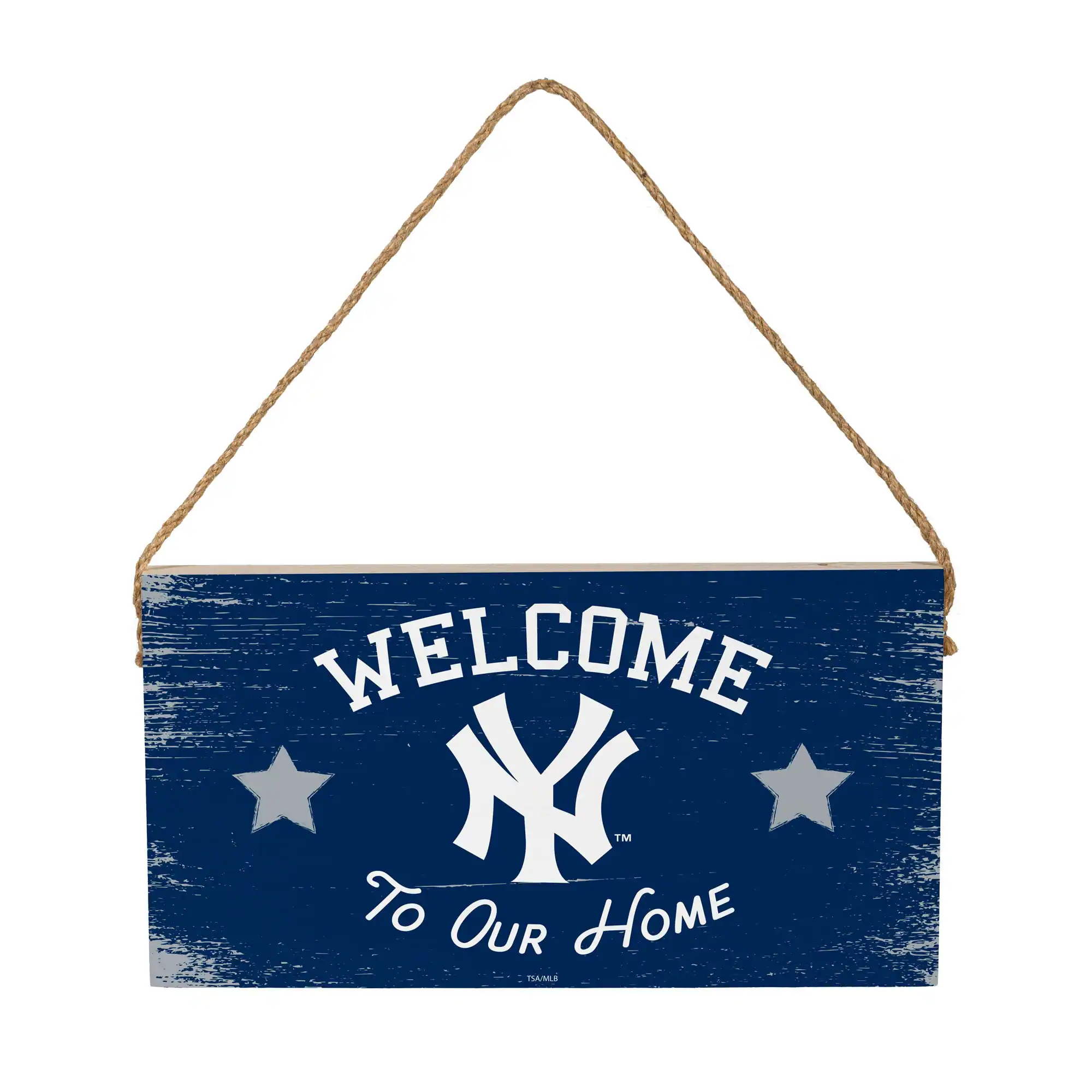 New York Yankees 6" x 11" Welcome Home Wood Wall Sign with Rope Hanger