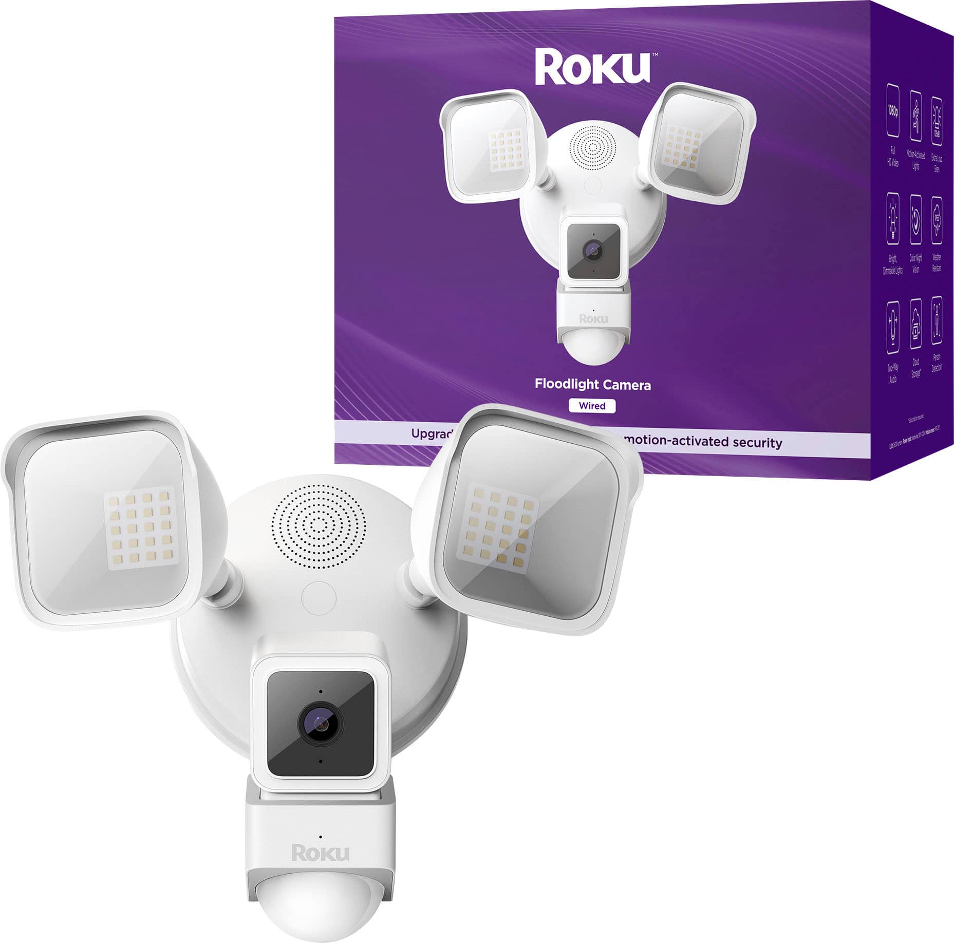 RoKU Floodlight Camera Wired - 2 pack - motion-activated security - Roku