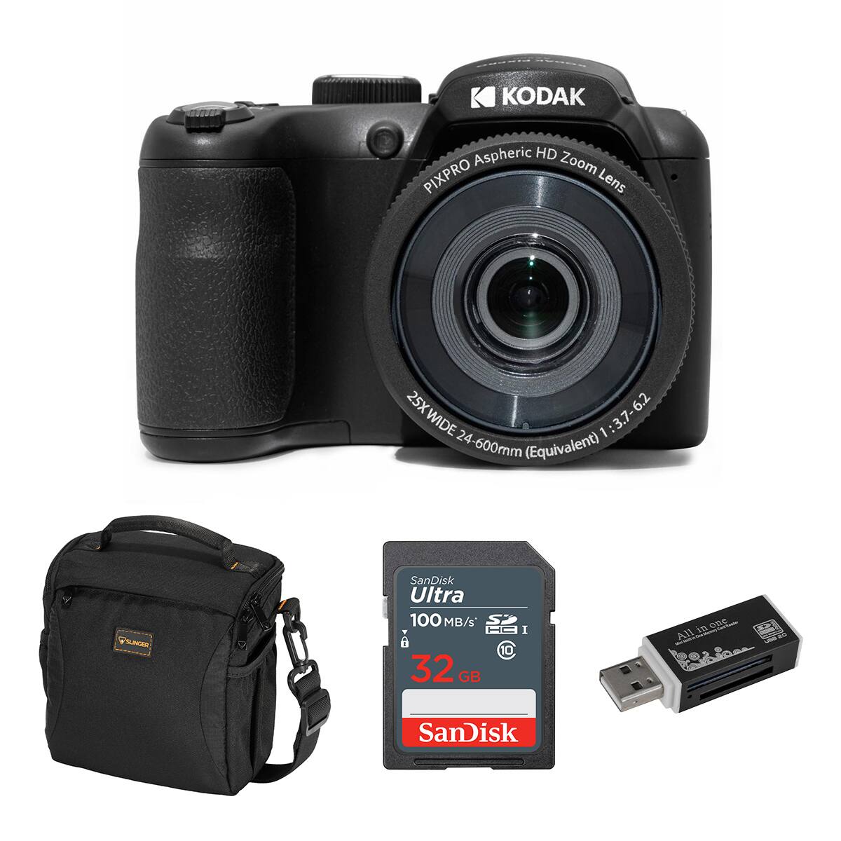 KODAK
Aspheric HD PIXPRO Zoom Lens
25XWIDE 24-600mm (Equivalent) 1:3.7-6.2

PSUNGER
SanDisk Ultra 100 MB/s SDHC I 32GB

All in one