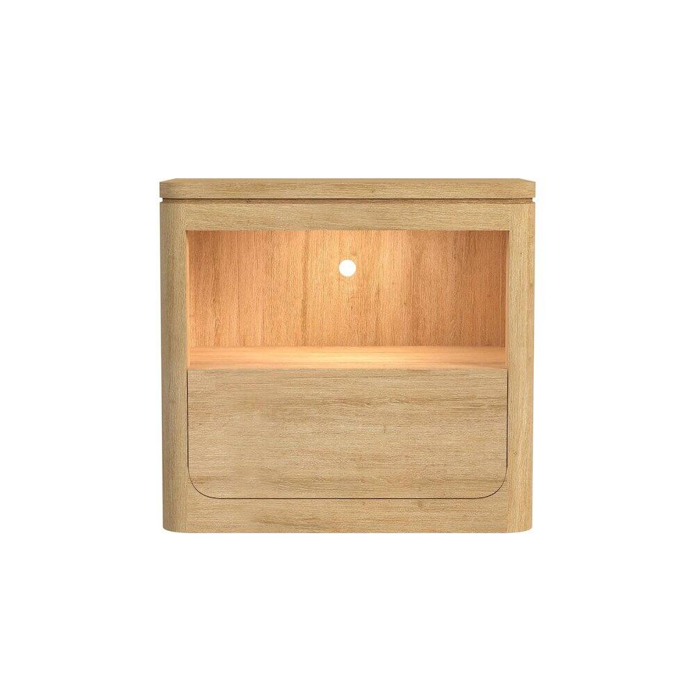 Front. Picket House Furnishings - Camelot Nightstand with USB & LED in Natural - Tural.