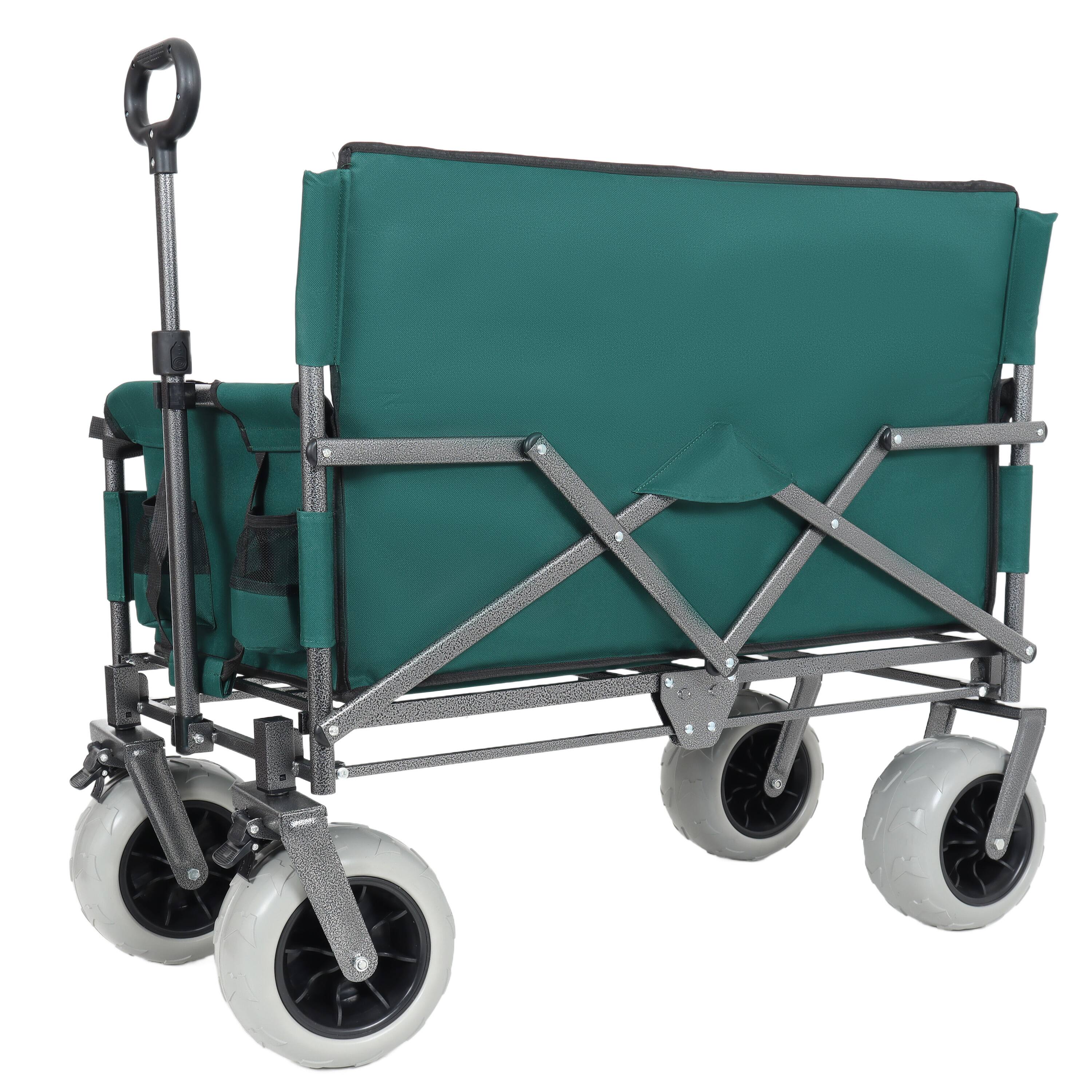 Alt View 1. Mondawe - 3-in-1 500lbs Convertible Folding Wagon Utility Carts - Bench Seat w/ 180L Capacity, All-Terrain Wheels - Green.