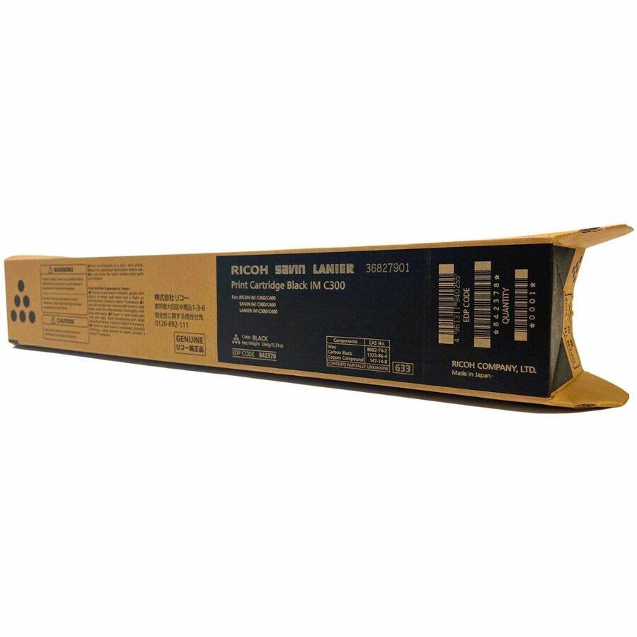 Sure, here is the corrected and grouped text from the image:

---

**RICOH**  
**Savin LANIER**  
**Print Cartridge Black IM C300**  
**36827901**  

**LANIER**  
**Print Cartridge Black IM C300**  
**36827901**  

**GENUINE**  
**Color: BLACK**  
**0120-892-111**  

**RICOH COMPANY, LTD.**  
**Made in Japan**  

**EDP CODE**  
**842378**  

**Quantity**  
**1**  

**CAS No.**  
**Carbon Black**  
**133-00-0**  

**633**  

**0720-892-111**  

**EDP CODE**  
**842378**  

**633**  

**RICOH COMPANY, LTD.**  
**Made in Japan**  

**0720-892-111**  

**EDP CODE**  
**842378**  

**6