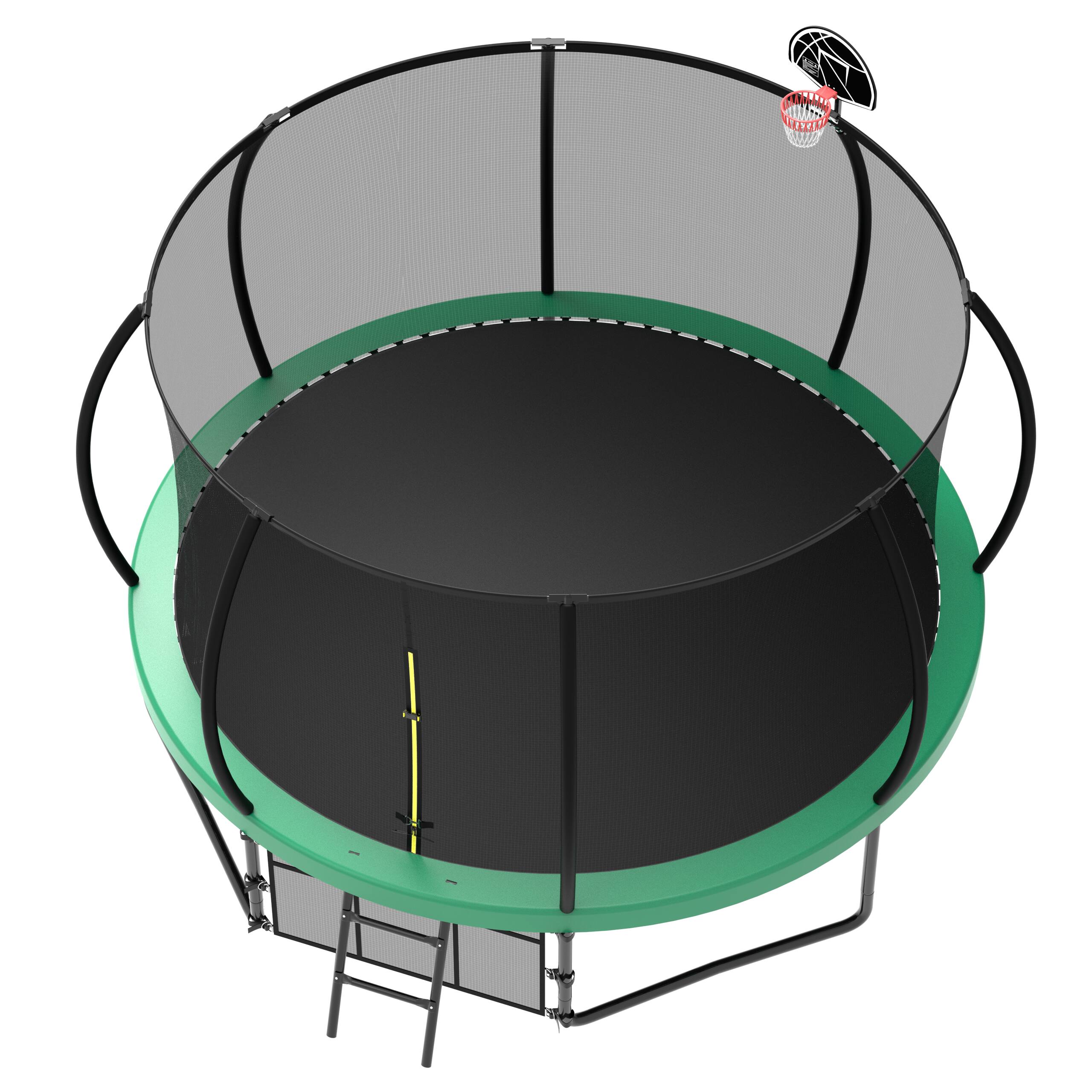Alt View 4. Loheer - 12FT Kids Trampoline with Safety Enclosure Net & Ladder, Heavy Duty Outdoor Backyard Trampoline, 1320LBS Capacity - Green.