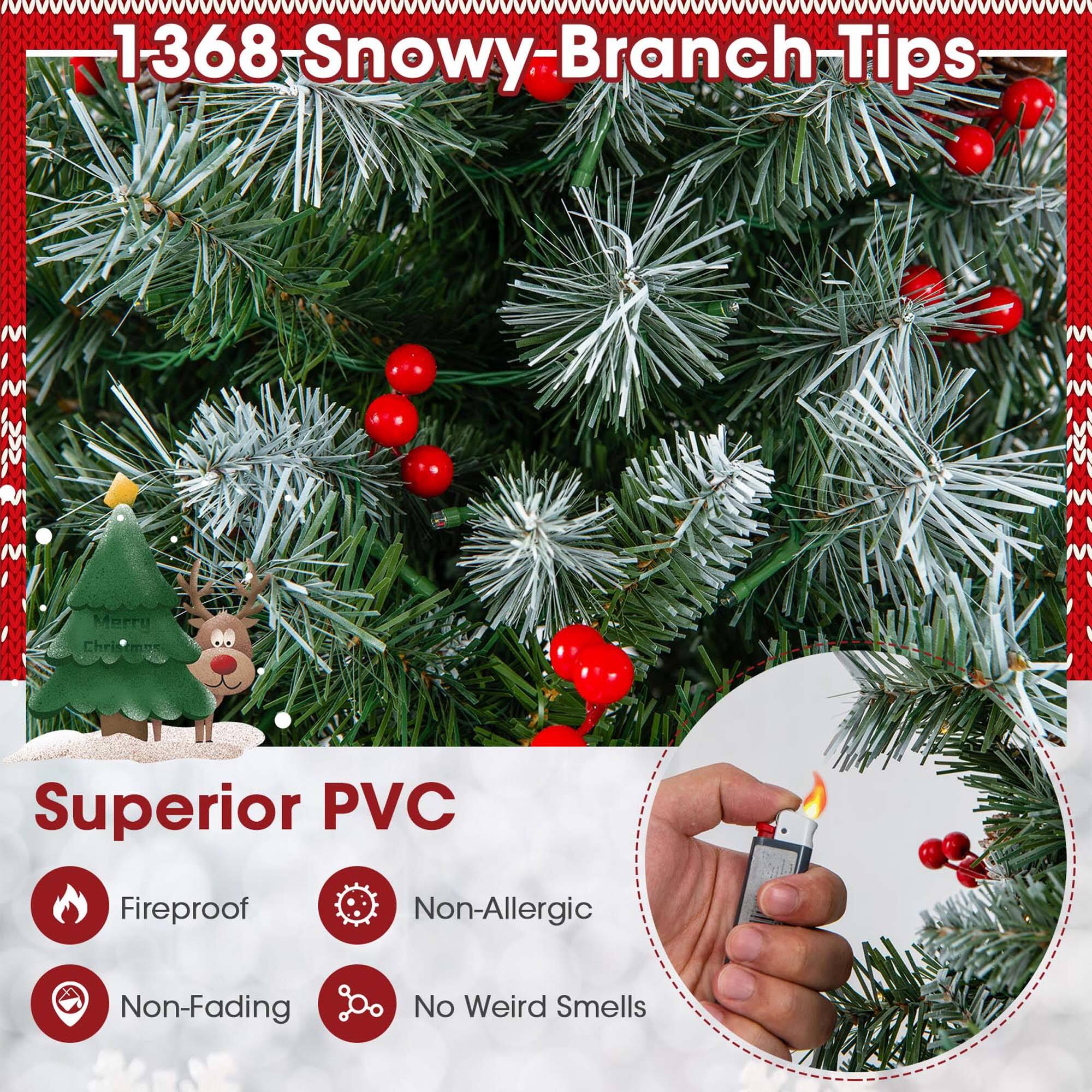 1368 Snowy Branch Tips: Superior PVC Fireproof, Non-Allergic, Non-Fading, No Weird Smells