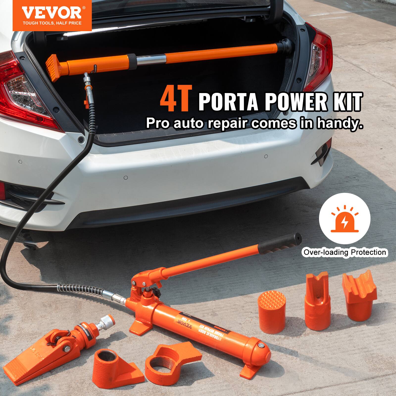 VEVOR TOUGH TOOLS, HALF PRICE

4T PORTA POWER KIT

Pro auto repair comes in handy.

Over-loading Protection