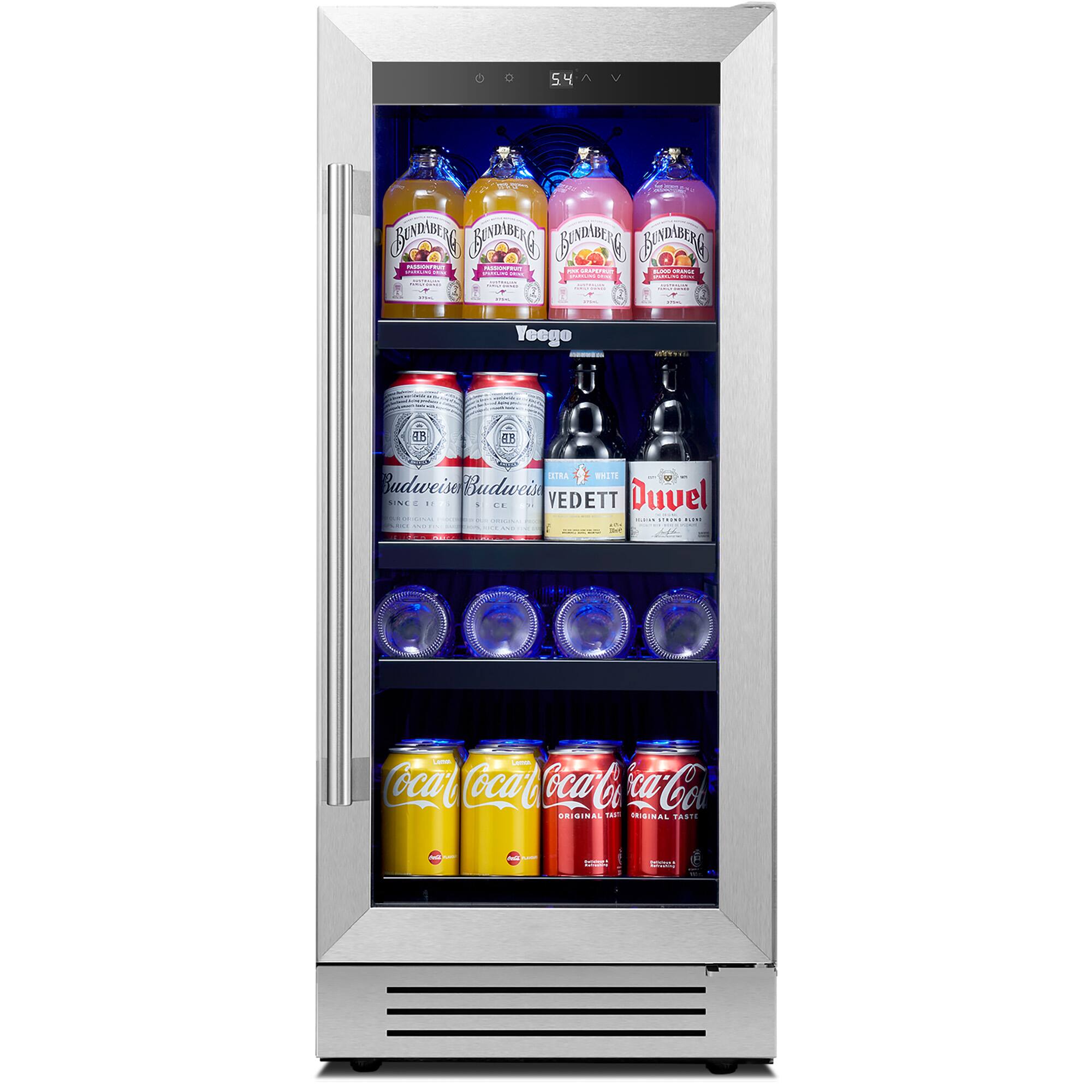 Yeego - 80 Cans Beverage Refrigerator Soda Beer Drink Cooler Built-in/Freestanding for Home Office - Silver