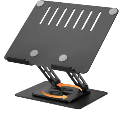 Front. MESWAO - MESWAO Tablet Stand Holder for Desk, 360 Degree Rotating Base, Dual Rod Adjustable and Foldable Aluminum Stand, Black - Black.