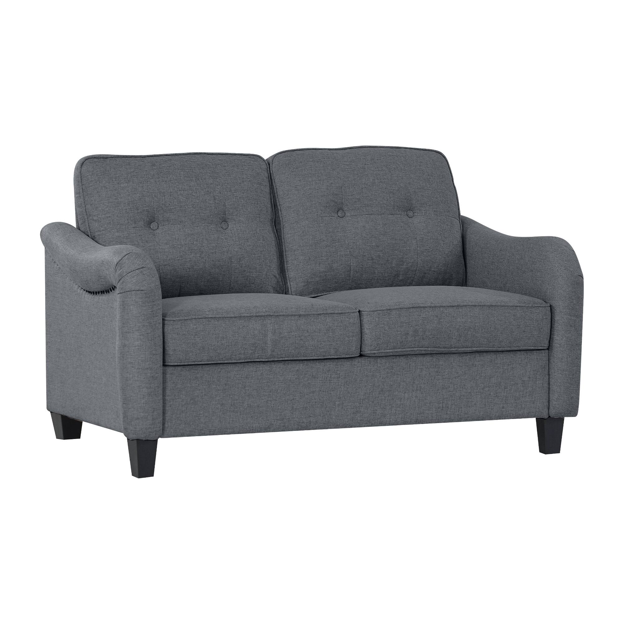 Left. Boyel Living - Modern 3-Piece Linen Fabric Living Room Set - Gray and Black.