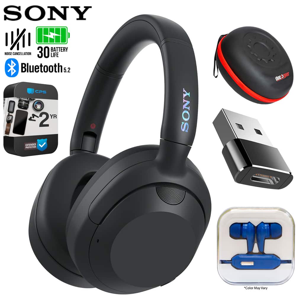 Sony - ULT WEAR Wireless Noise Canceling Headphones + 2-Year Extended Warranty Accessory Bundle - Black