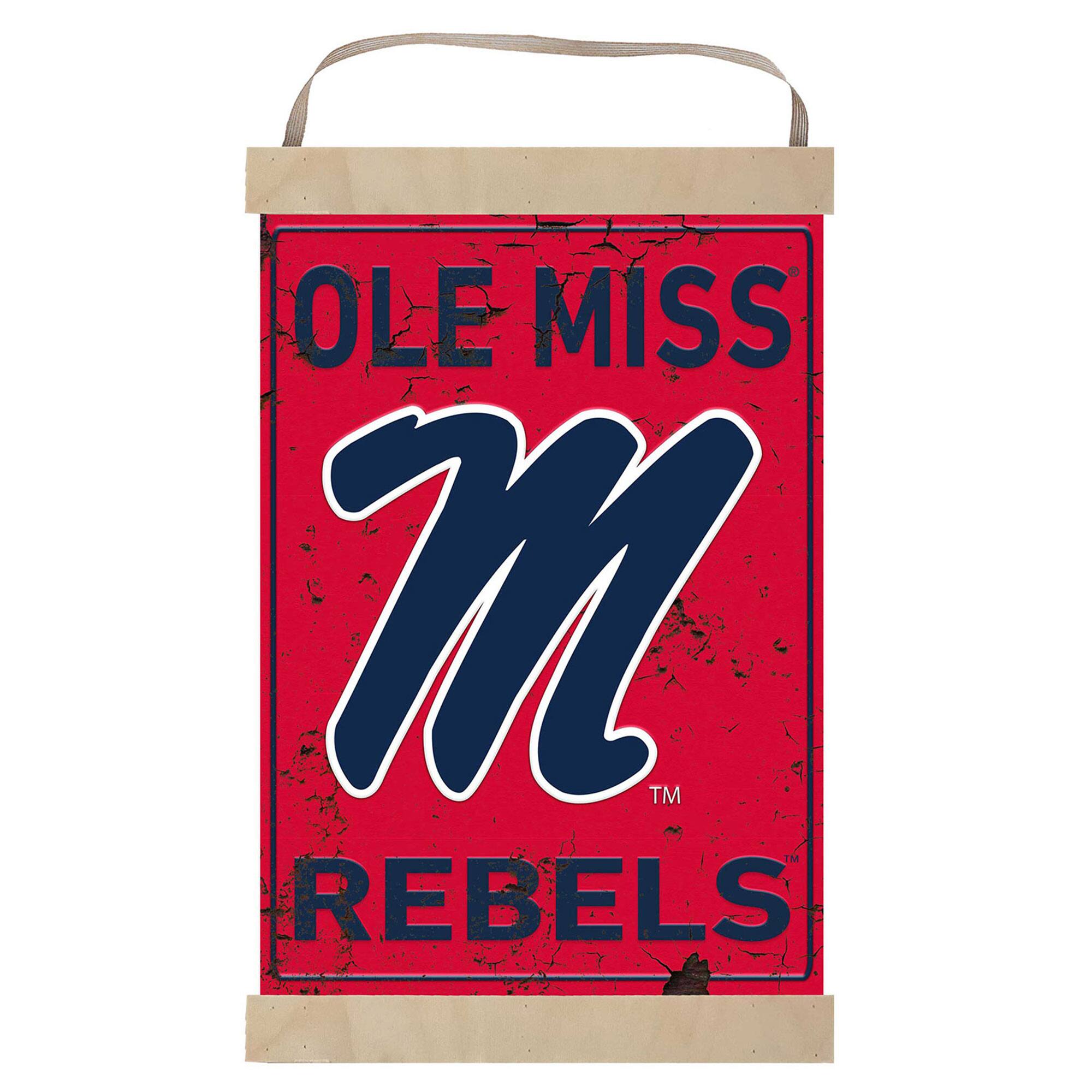 Ole Miss Rebels Faux Rust Banner Sign
