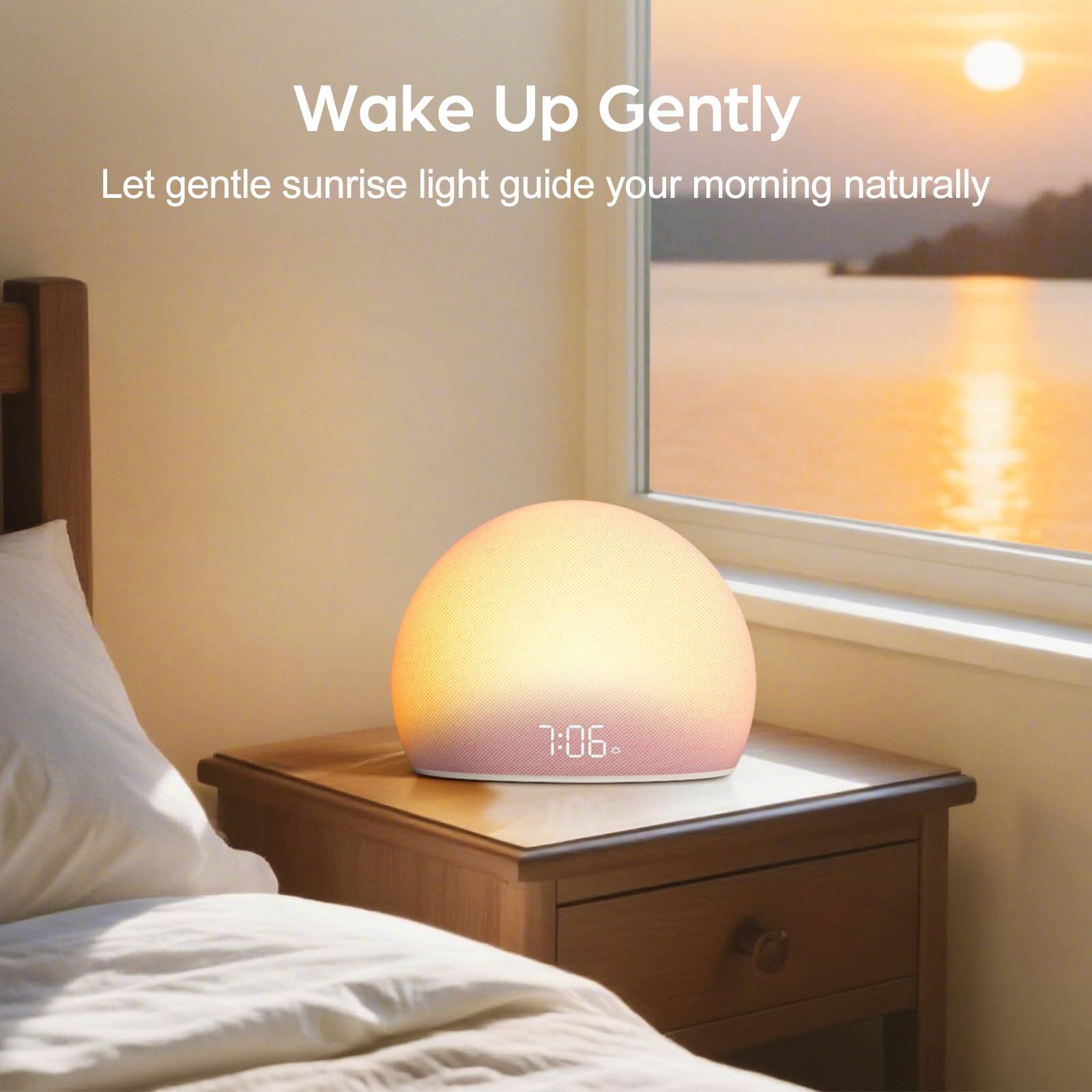 Wake Up Gently  
Let gentle sunrise light guide your morning naturally  
7:06