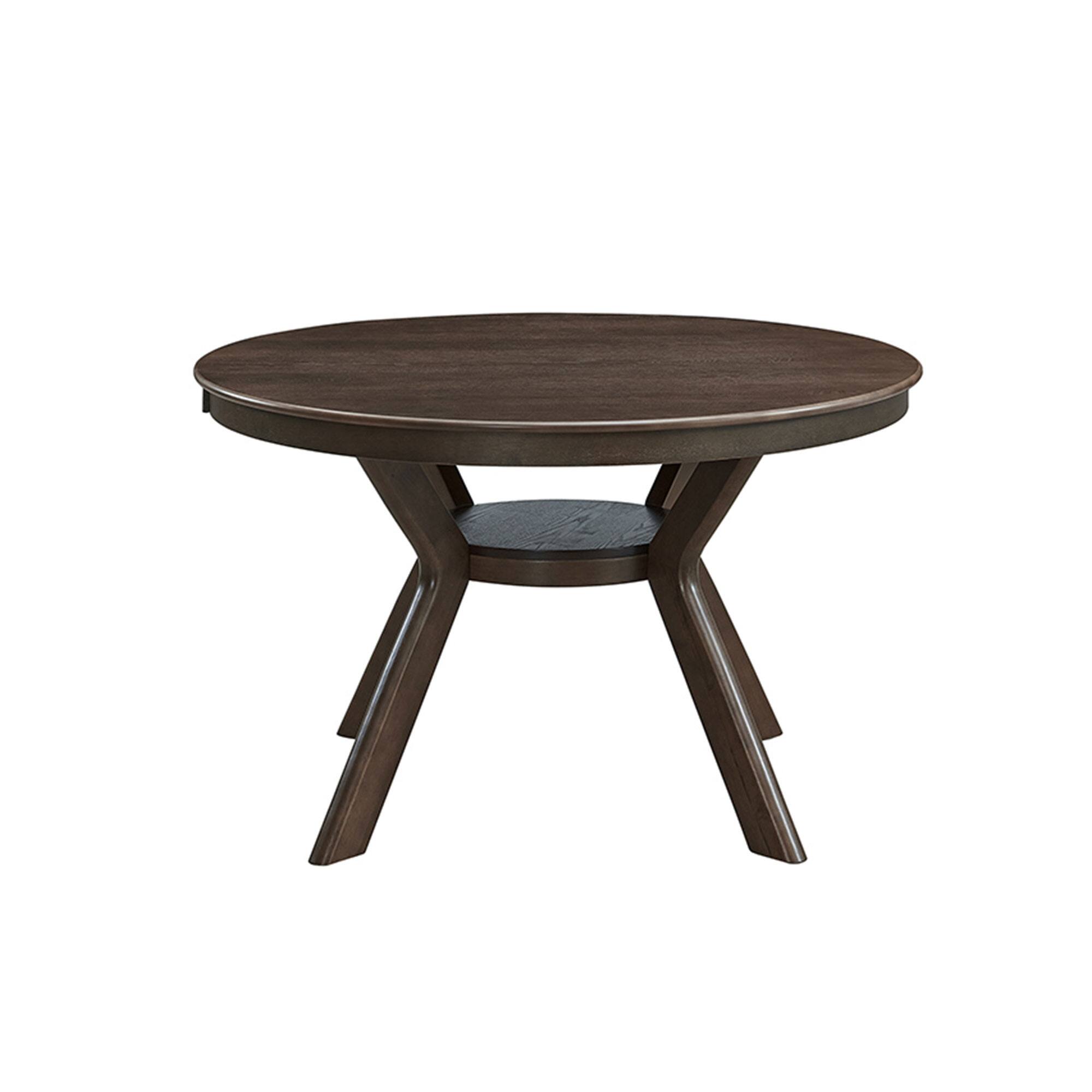 Angle. Tiramisubest - 47.24"Round Rubber Wood Dining Table for 4-6 with Trestle Pedestal Base,Modern Kitchen Table Dinner Table,Dark Brown - Dark Brown.