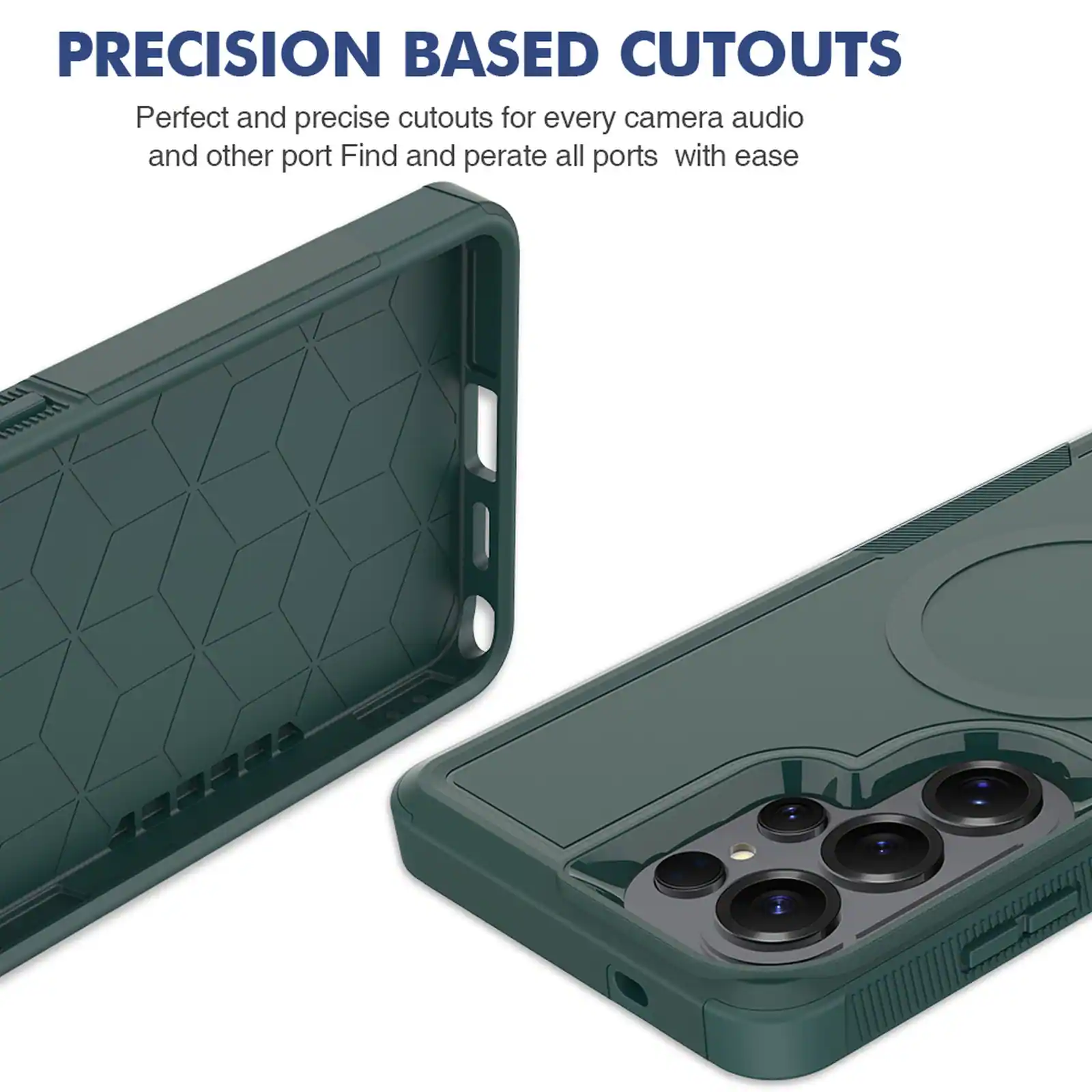 PRECISION BASED CUTOUTS  
Perfect and precise cutouts for every camera, audio, and other port. Find and operate all ports with ease.