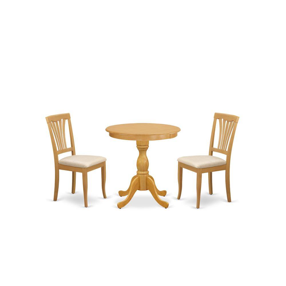 Left. East West Furniture - East West Furniture - ESAV3-OAK-C - 3-Pc Dining Room Table Set - 2 Dining Room Chairs and 1 Kitchen Dining Table (Oak - Oak.