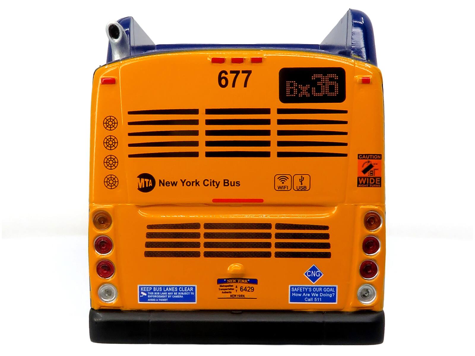 677 0x30 CAUTION MTA New York City Bus WIFI USB EX WIDE mmint TUmNs KEEP BUS LANES CLEAR Fron BUE LANE -Y N UBJECT TO ENFORCEMENT BT CAMERA AVD a TICKET NEW YORK -ng A -ohino 1 6429 ntigtotc NEM TORK CNG SAFETY'S OUR GOAL How Are We Doing? Call 511