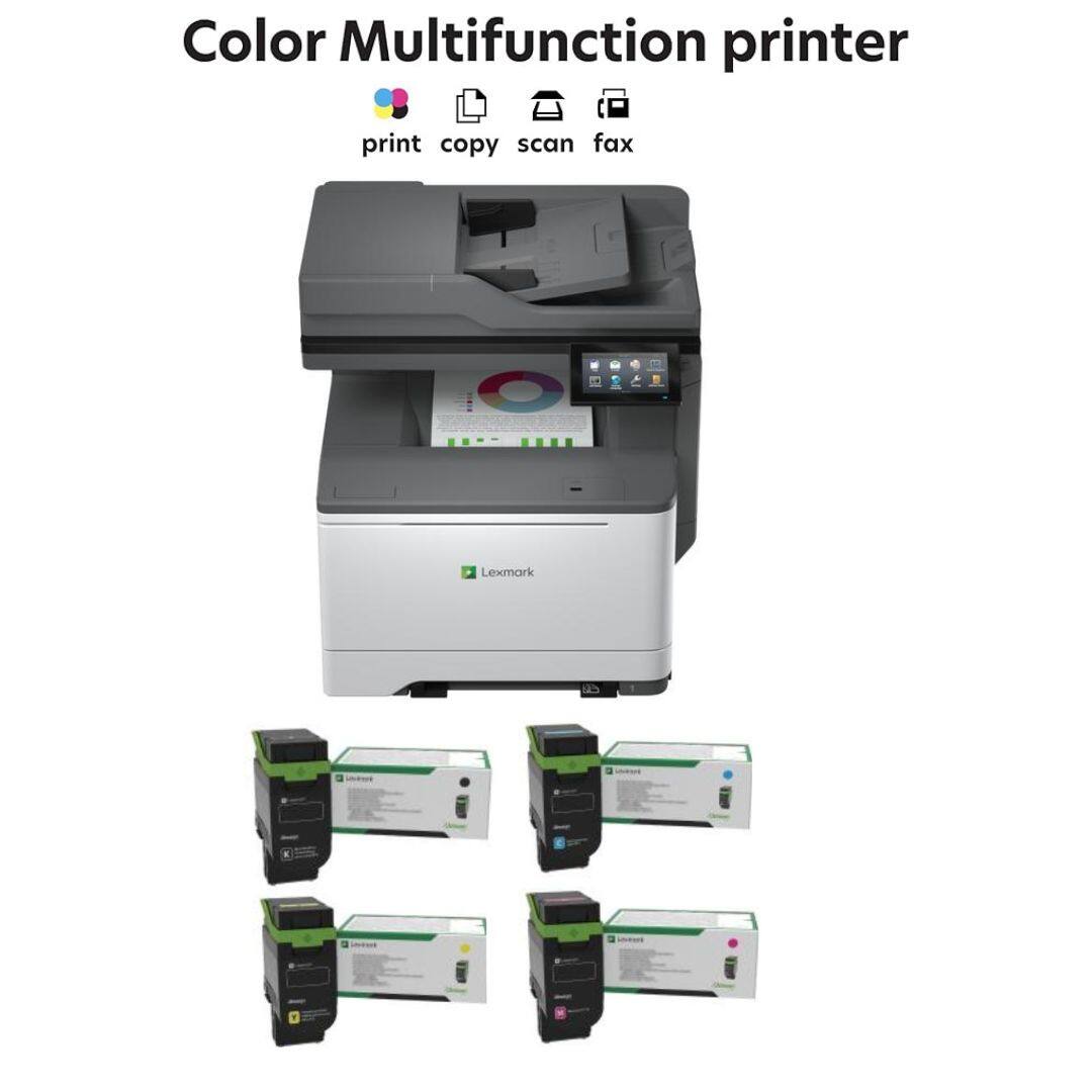 Color Multifunction printer  
print copy scan fax  

Lexmark  
Lasing  
Inous  
12 input