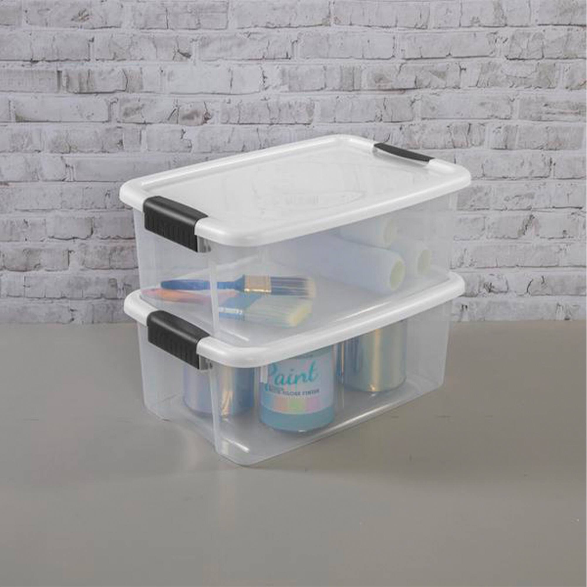 Alt View 4. Sterilite - Sterilite 30 Qt 6-Pack & 18 Qt 6-Pack Clear Plastic Stackable Storage Bin w/ Lid.