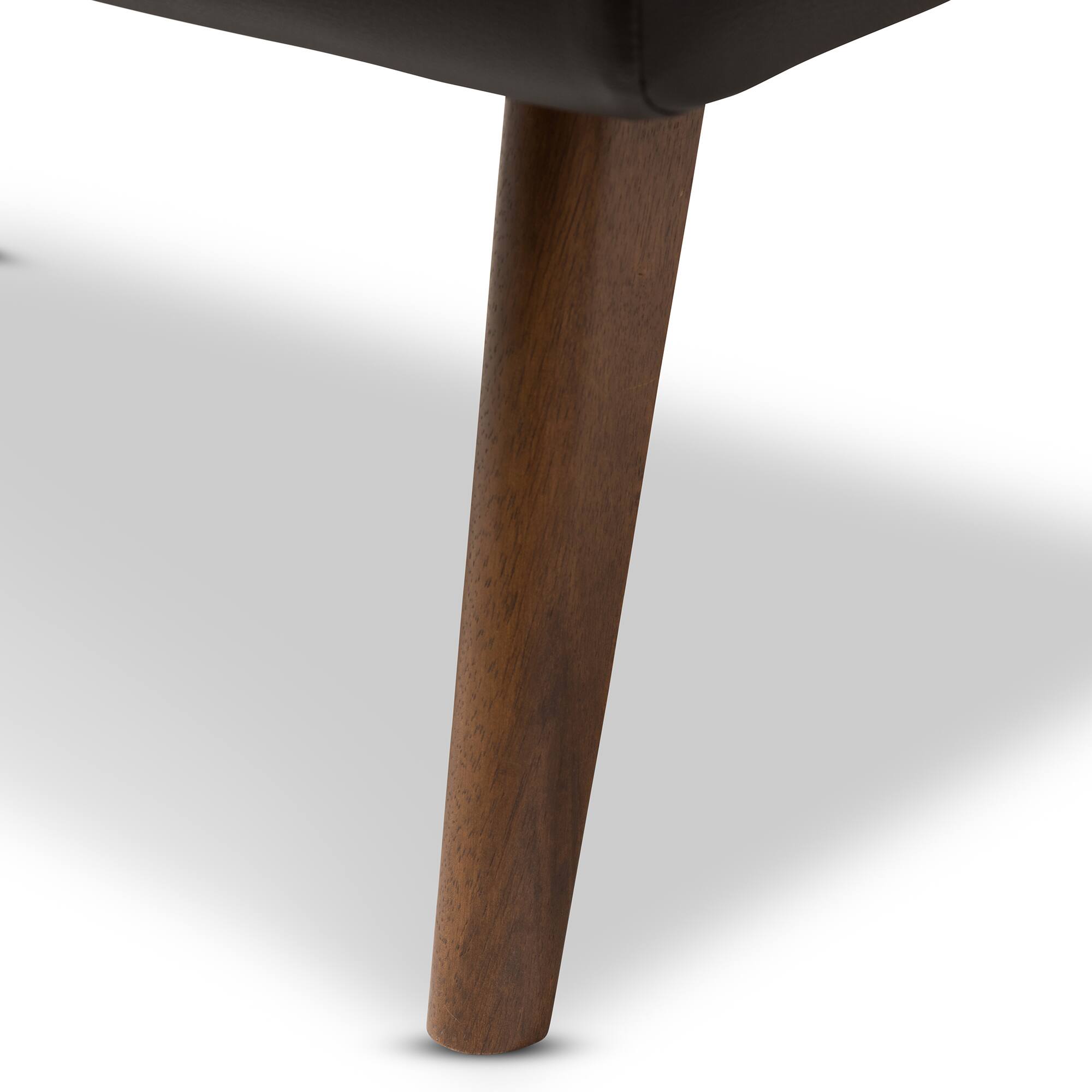 Alt View 1. Baxton Studio - Annetha Mid-Century Modern Faux Leather Upholstered Walnut Finished Wood Ottoman - Black.