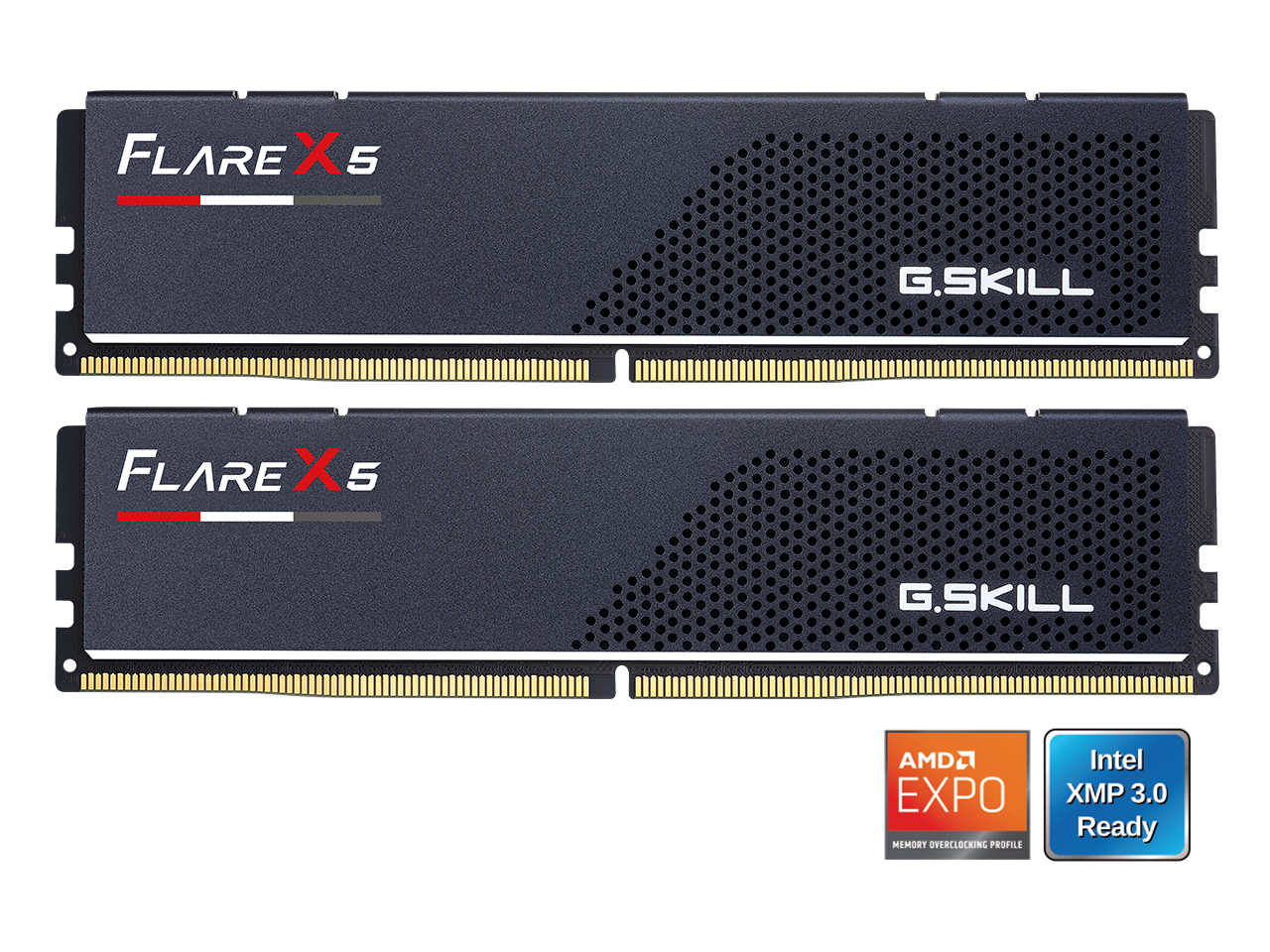 FLAREX5  
G.SKILL  

AMD EXPO  
MEMORY OVERCLOCKING PROFILE  

Intel XMP 3.0 Ready