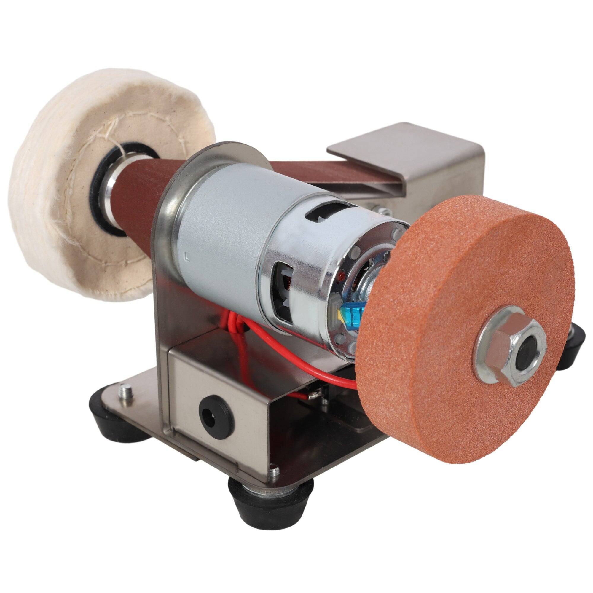 Alt View 3. Boyel Living - 96W Electric Mini Belt Sander Kit 7 Speed Adjustable Power Polisher DIY Polishing Grinding Tool - Silver.