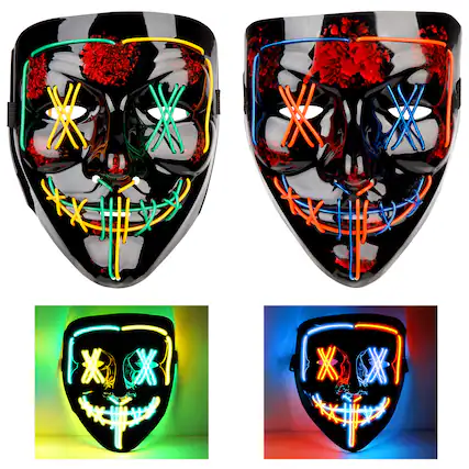 Front. Acekool - 2PACK Halloween Led Mask Light Up Scary Mask Purge Mask.