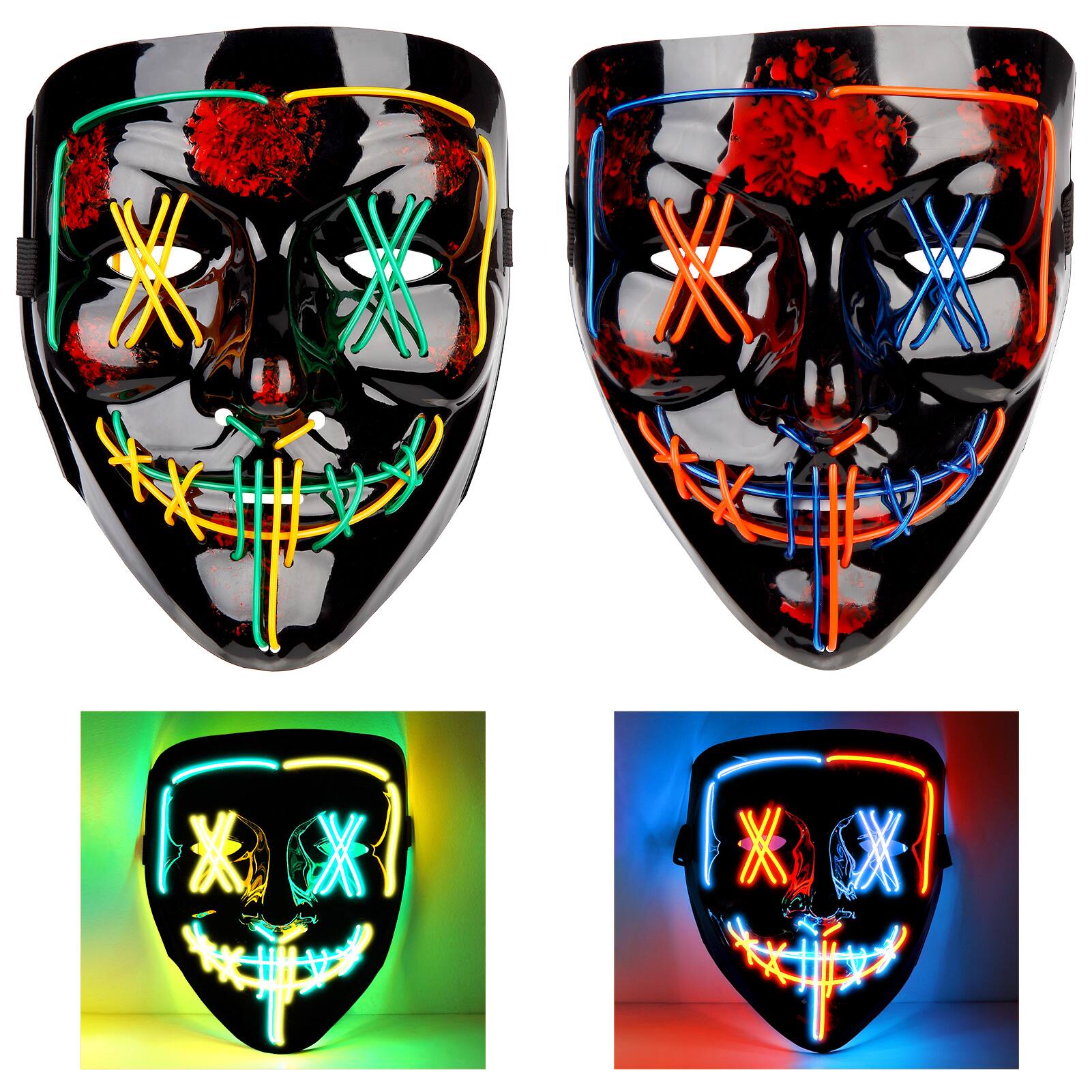 Front. Acekool - 2PACK Halloween Led Mask Light Up Scary Mask Purge Mask.