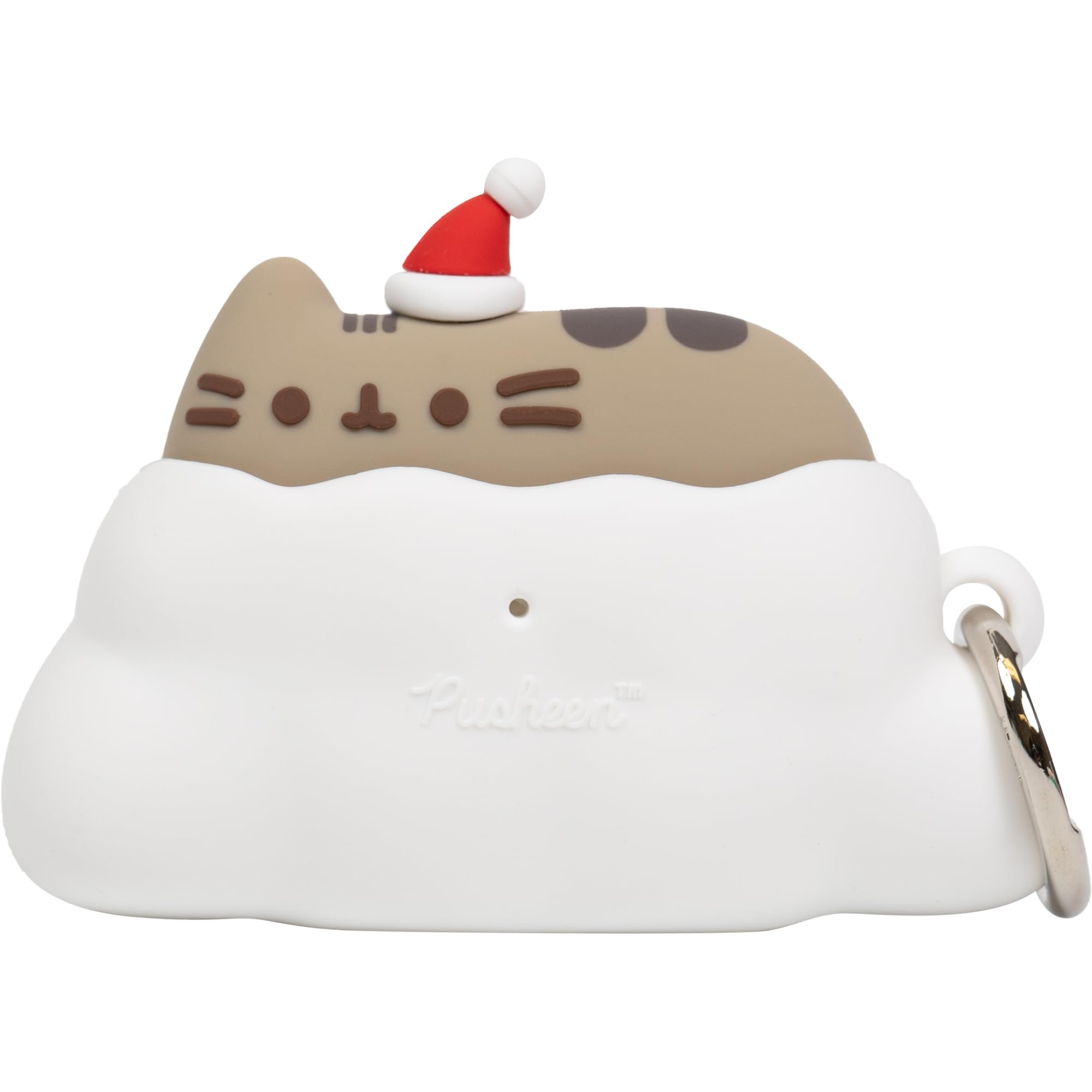 Back. iFace - Pusheen The Cat Cute Compatible with Apple AirPods Pro and Pro 2 - Silicone Figure Protective Cover Includes Carabiner - Pusheen - Christmas (Multicolor).