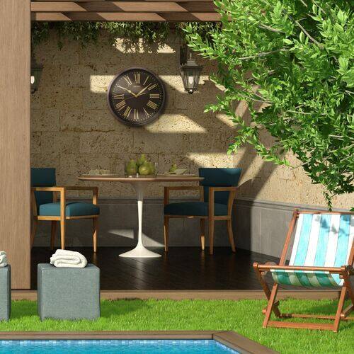 Angle. Seiko - Seiko 16" Splash Resistant Outdoor Wall Clock - Black with Black face - Blak.