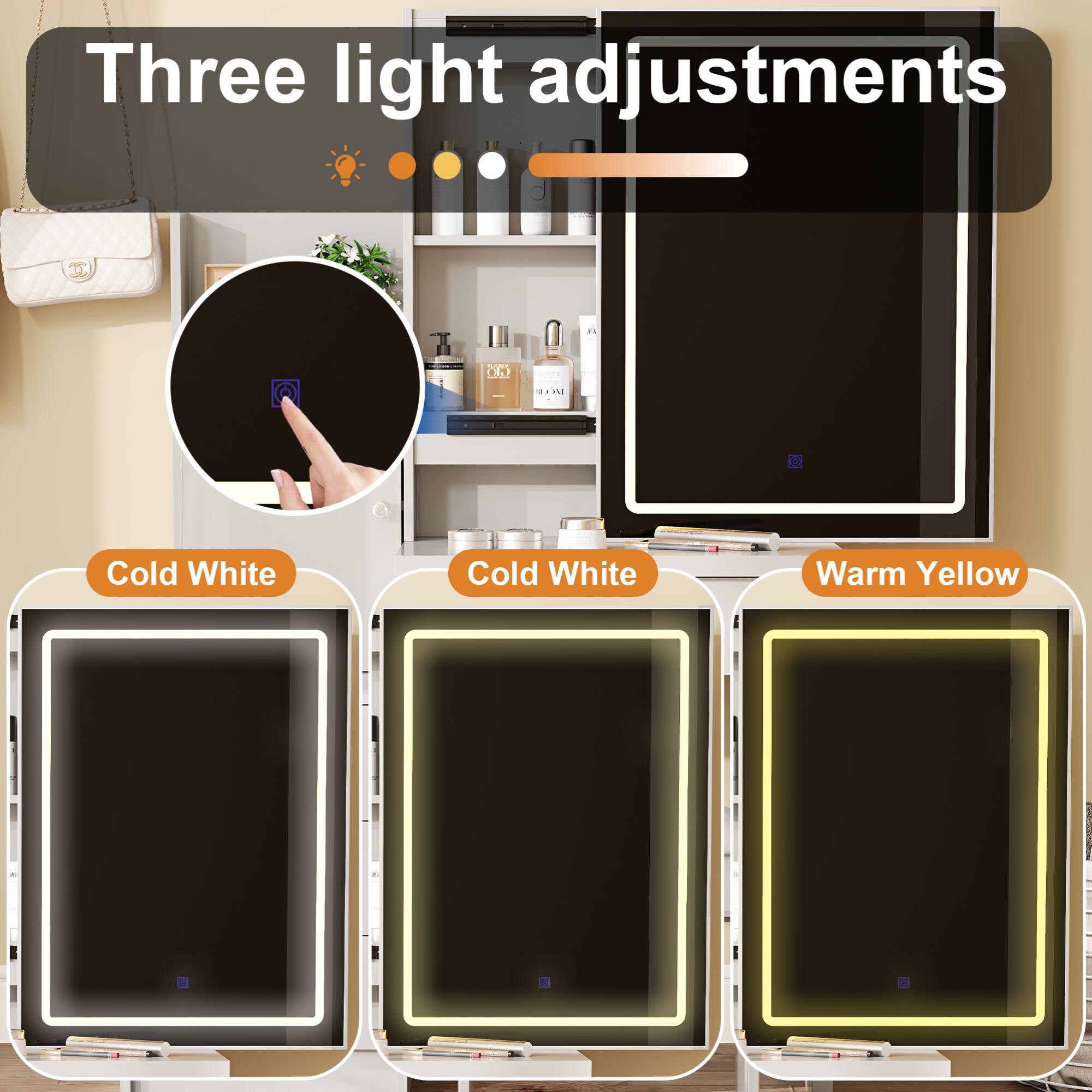 Three light adjustments

Cold White  
Cold White  
Warm Yellow