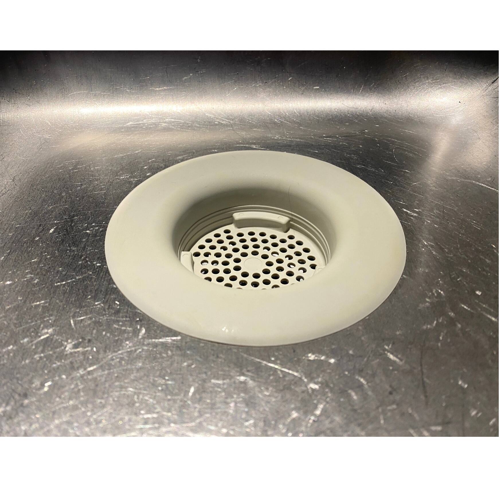 Angle. Flex Strainer - Flex Strainer Sink Drain Strainer, Made in the USA, Universal Fits Most 3.5" Drains, Grey, 1-Pack - Grey.