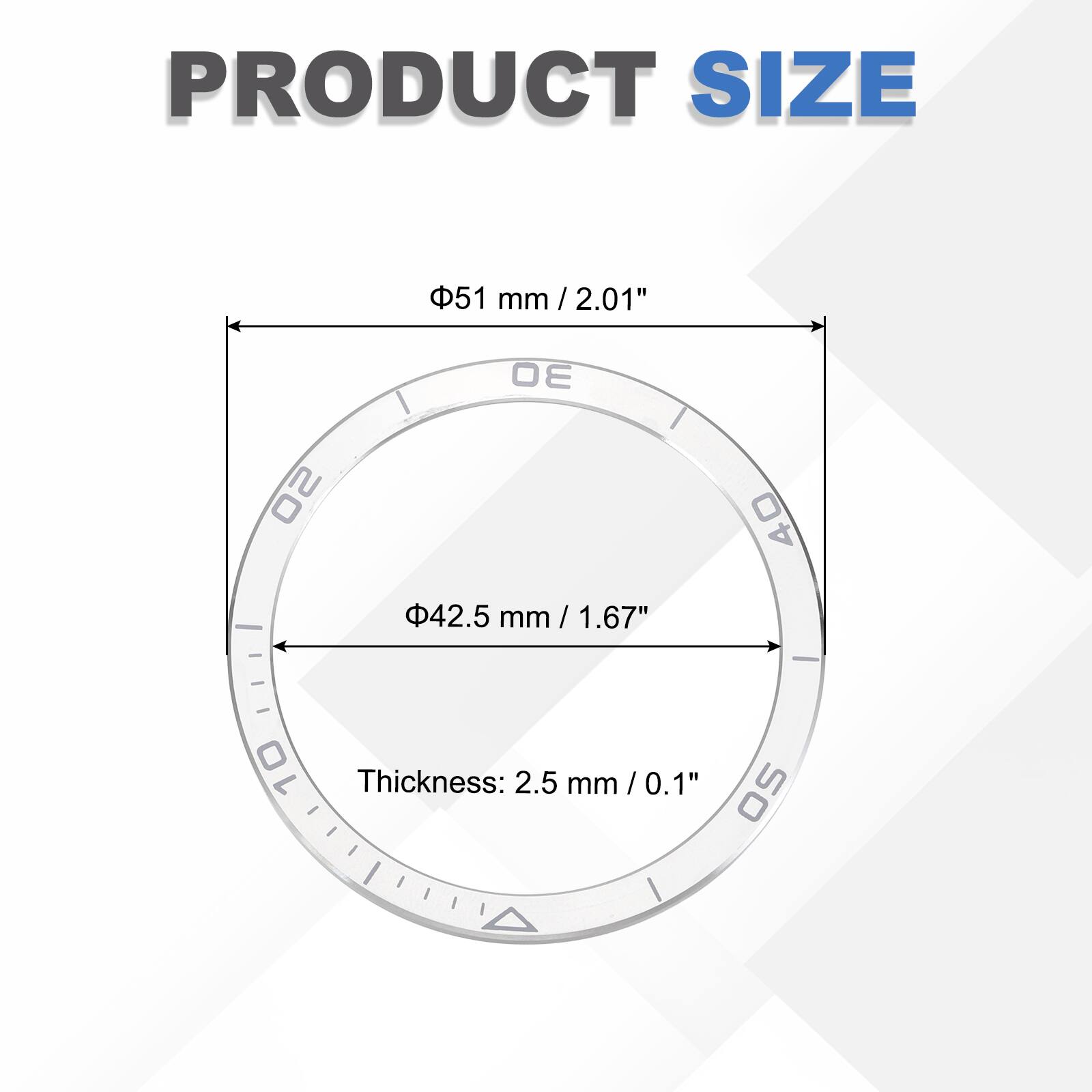 PRODUCT SIZE  
51 mm / 2.01"  
42.5 mm / 1.67"  
Thickness: 2.5 mm / 0.1"