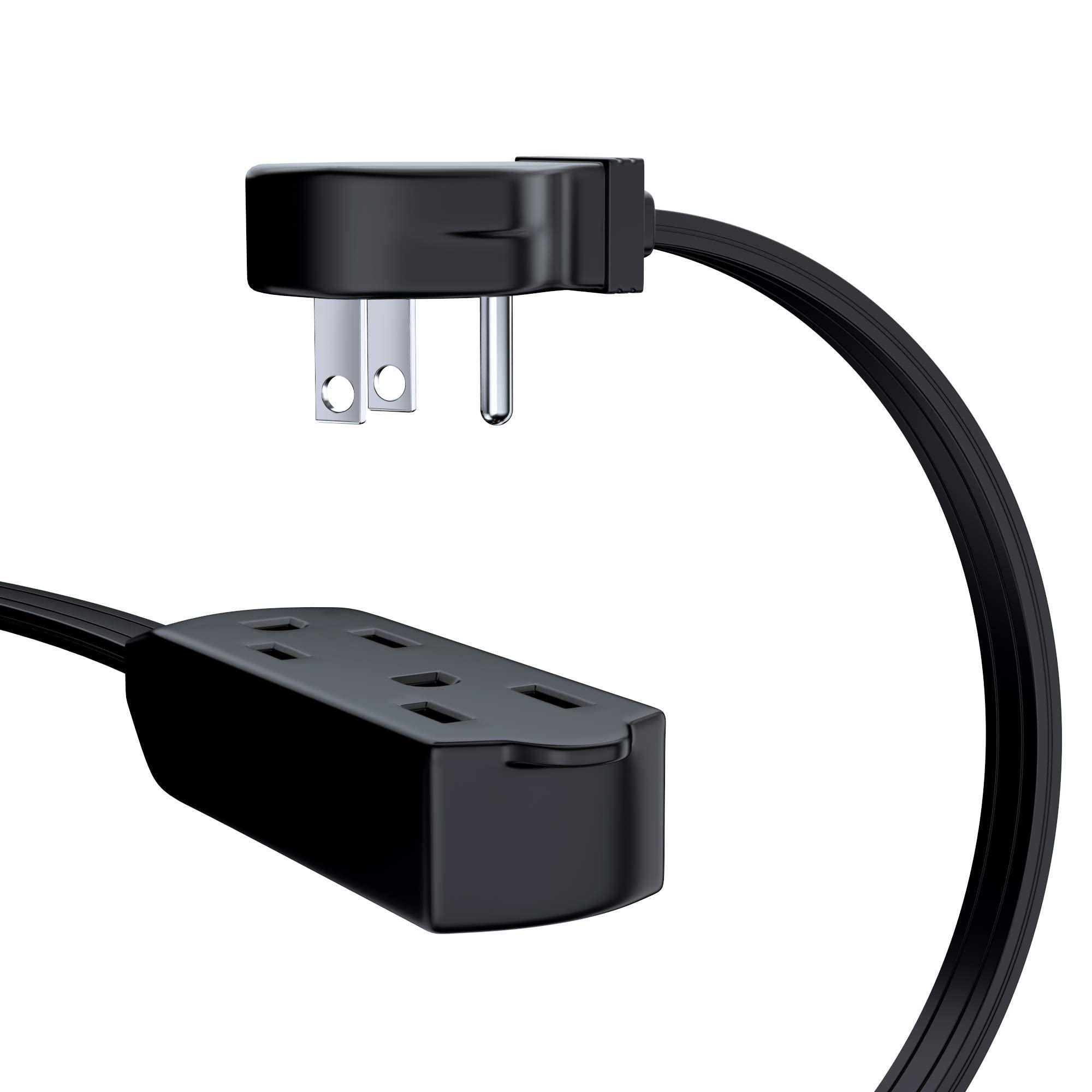 Alt View 1. Maximm - 25 ft Flat Plug Extension Cord/Wire, Multi Outlet - 3 Prong Angled Plug Extension Cord - UL Certified - Black.