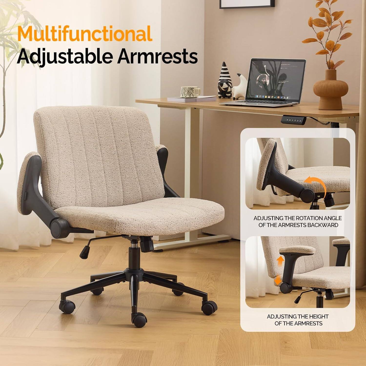 Multifunctional Adjustable Armrests

ADJUSTING THE ROTATION ANGLE OF THE ARMRESTS BACKWARD

ADJUSTING THE HEIGHT OF THE ARMRESTS