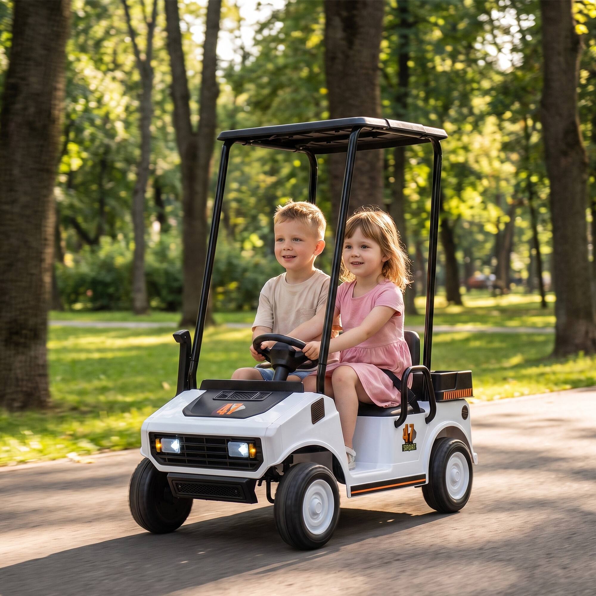 Alt View 1. Qaba - Kids Golf Cart 2WD 2-Seater with Remote, Soft Start, Rear Suspension, Sunshade, Storage - White.