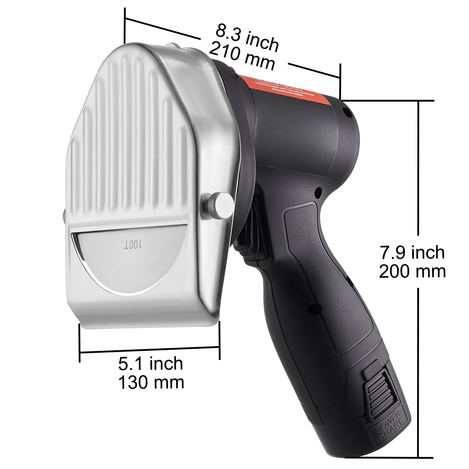 8.3 inch 210 mm  
7.9 inch 200 mm  
5.1 inch 130 mm