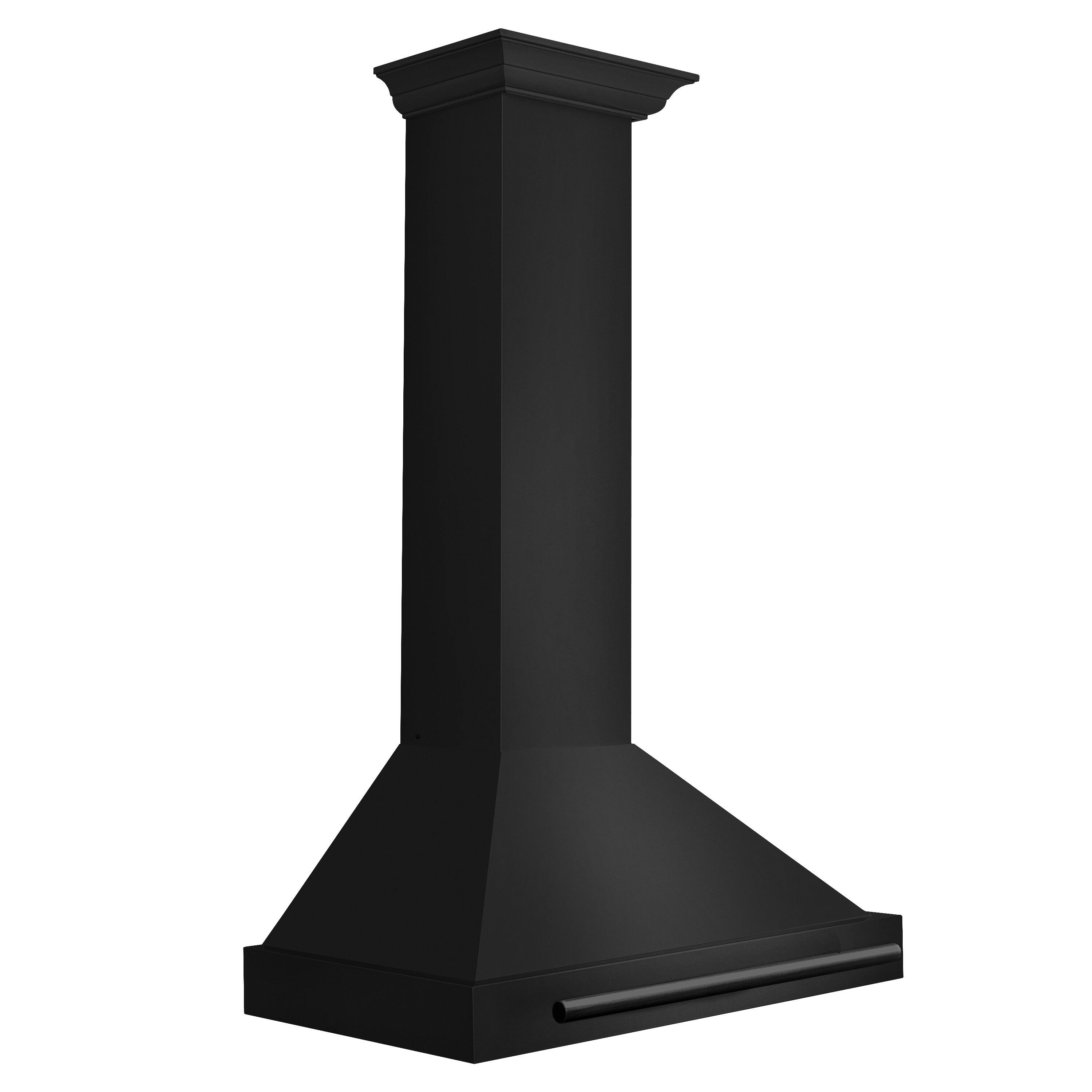Angle. ZLINE - 30 in. Convertible Black Stainless Steel Wall Mount Range Hood With Black Stainless Steel Handle (BSKB4X-30) - Black stainless steel.
