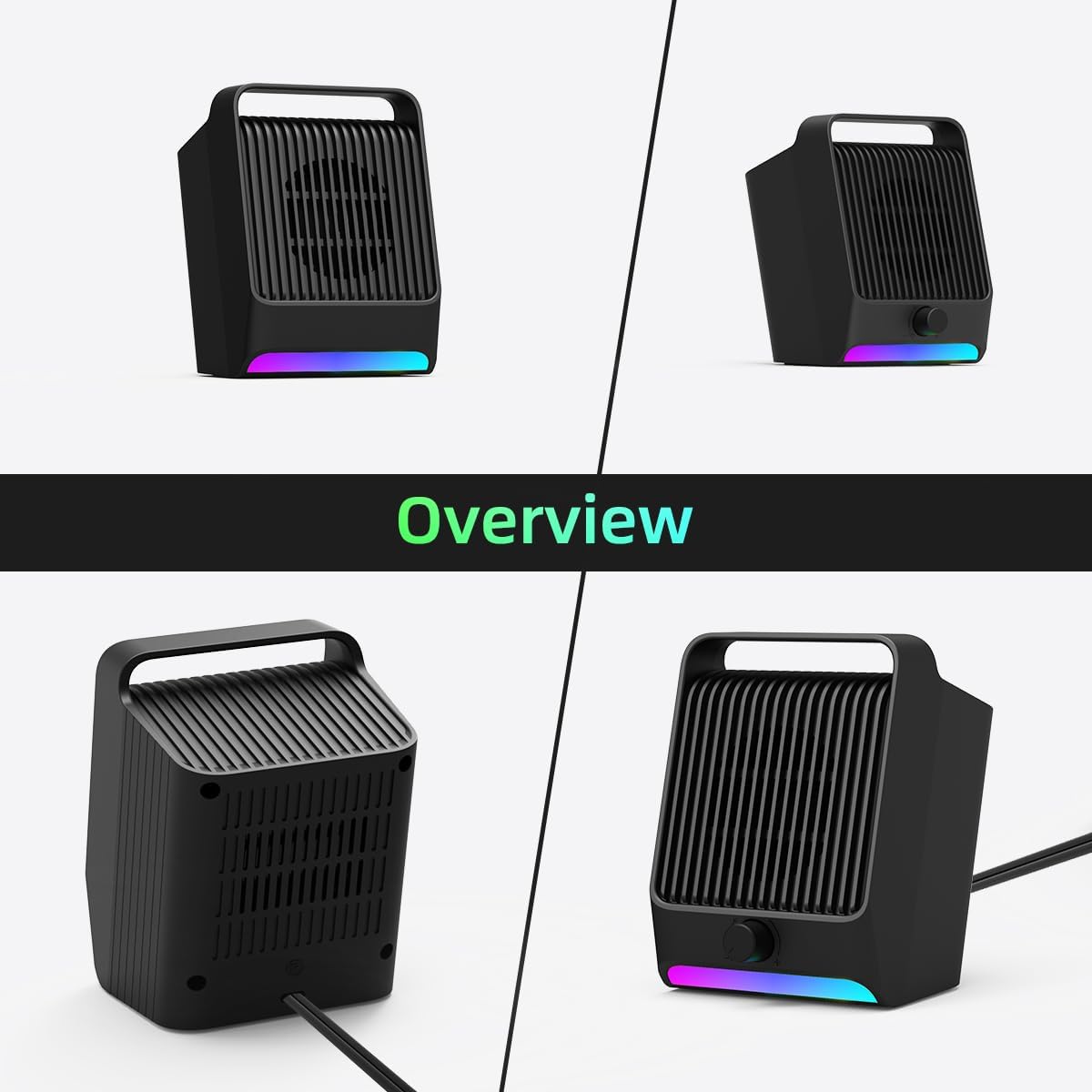 Alt View 5. Stamp n Camp - USB Computer Speakers for Desktop PC Laptop | Plug-N-Play External Speaker with Dynamic RGB Light Stereo Loud Sound... - default.