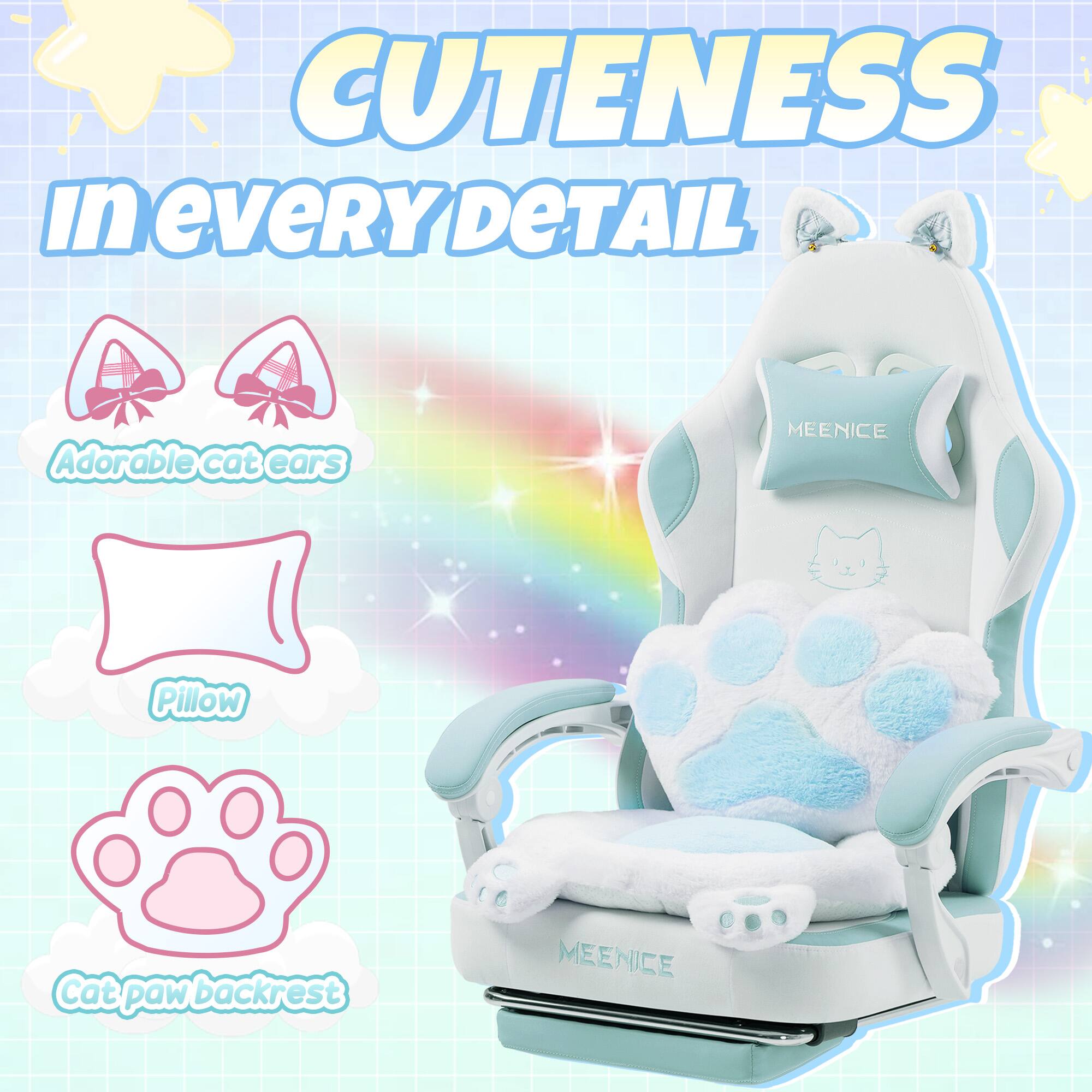 Cuteness in every detail  
Adorable cat ears  
Pillow  
Cat paw backrest  
MEENICE