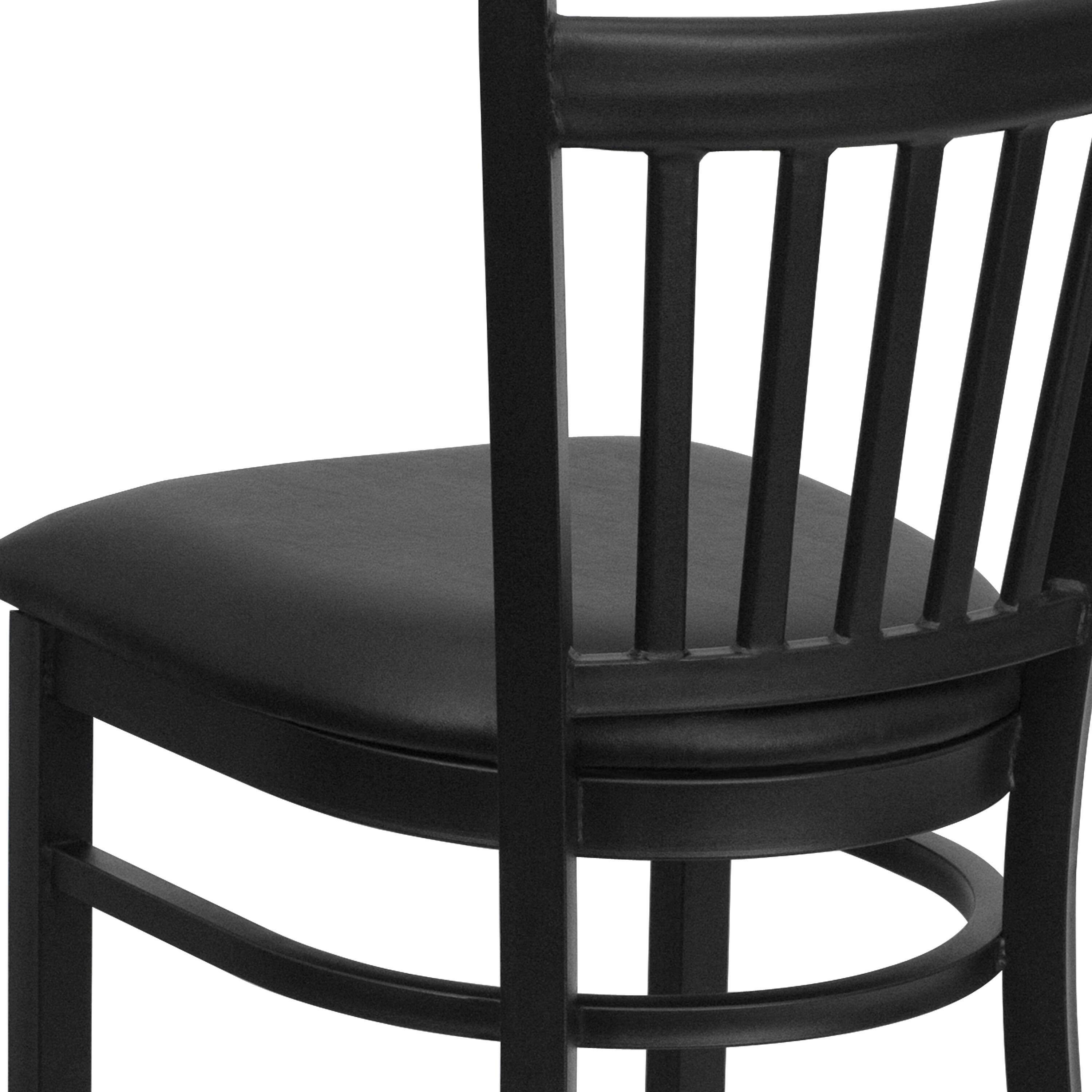 Alt View 9. Emma + Oliver - Vertical Back Metal Restaurant Dining Barstool - Black Vinyl Seat/Black Metal Frame.