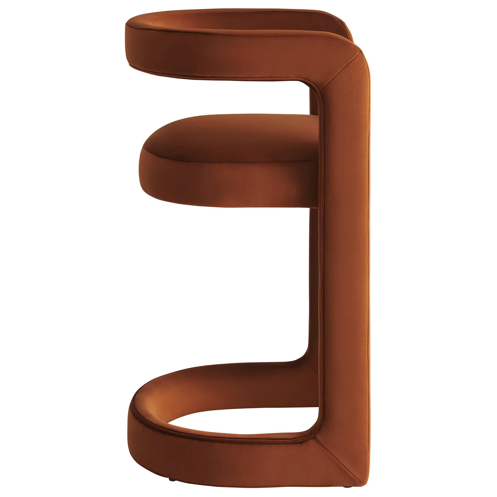 Back. Modway - Winslow Performance Velvet Counter Stool - Brown.