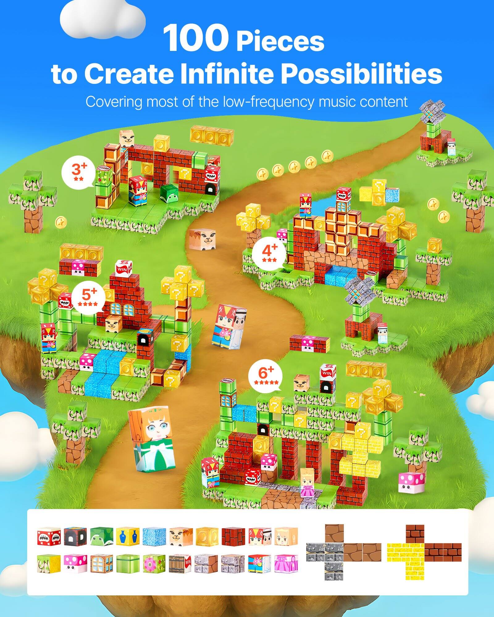 100 Pieces to Create Infinite Possibilities  
Covering most of the low-frequency music content  

3+  
4+  
5+  
6+