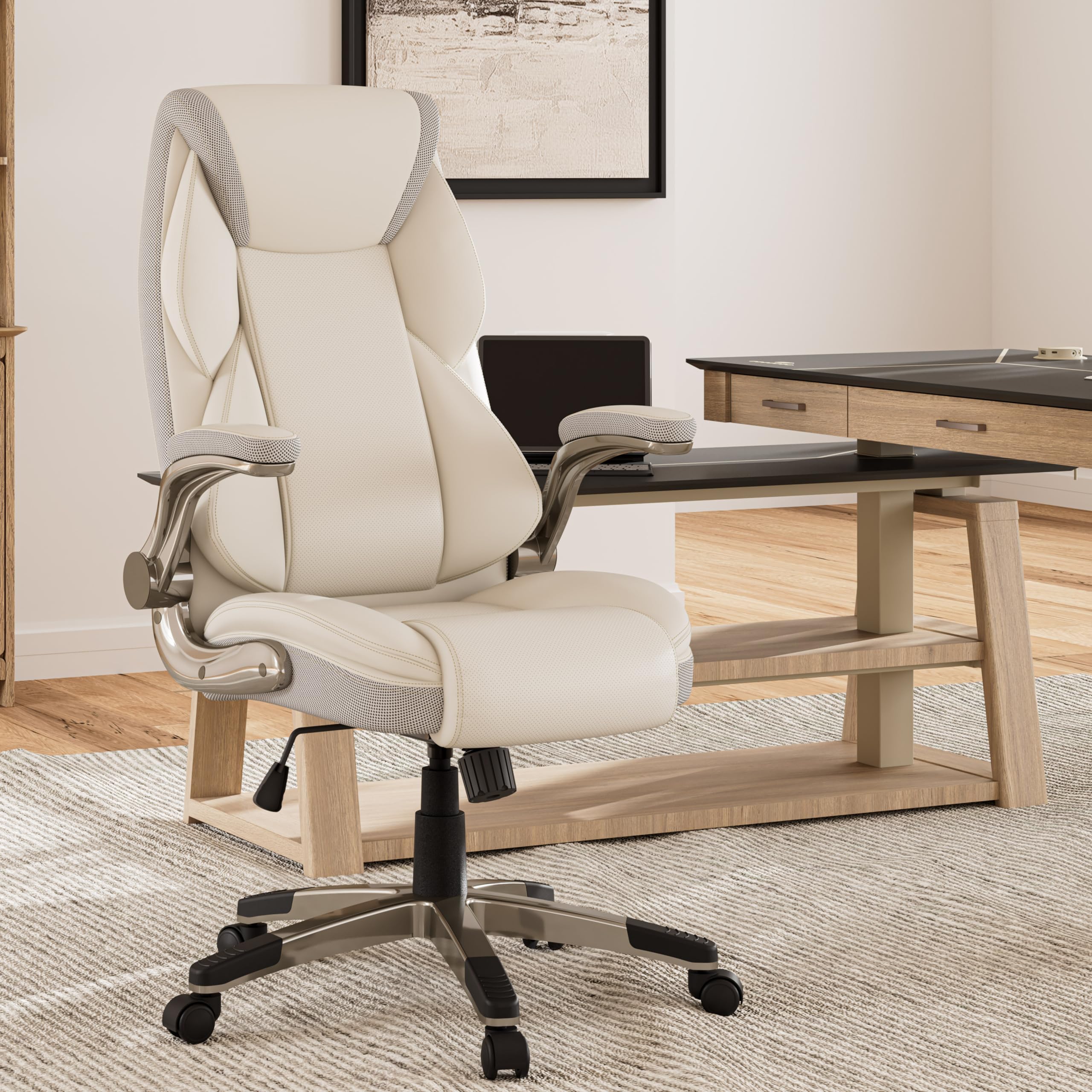 Angle. Eureka Ergonomic - Ergonomic Computer Office Chair Executive Chair PU Leather High Back - Off White.