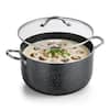 Front. VEVOR - Aluminum Stock Pot, 12-Quart Nonstick Ceramic Coated Pot with Glass Lid,PFOA-Free, PFAS-Free, Compatible with Gas Stoves - Black.
