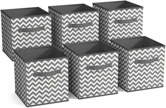 Front. Sorbus - Sorbus Foldable Storage Cubes - 6 Fabric Baskets for Organizing Pantry, Closet, Shelf, Nursery, Playroom, Toy Box, Cubby - Gray Chevron.