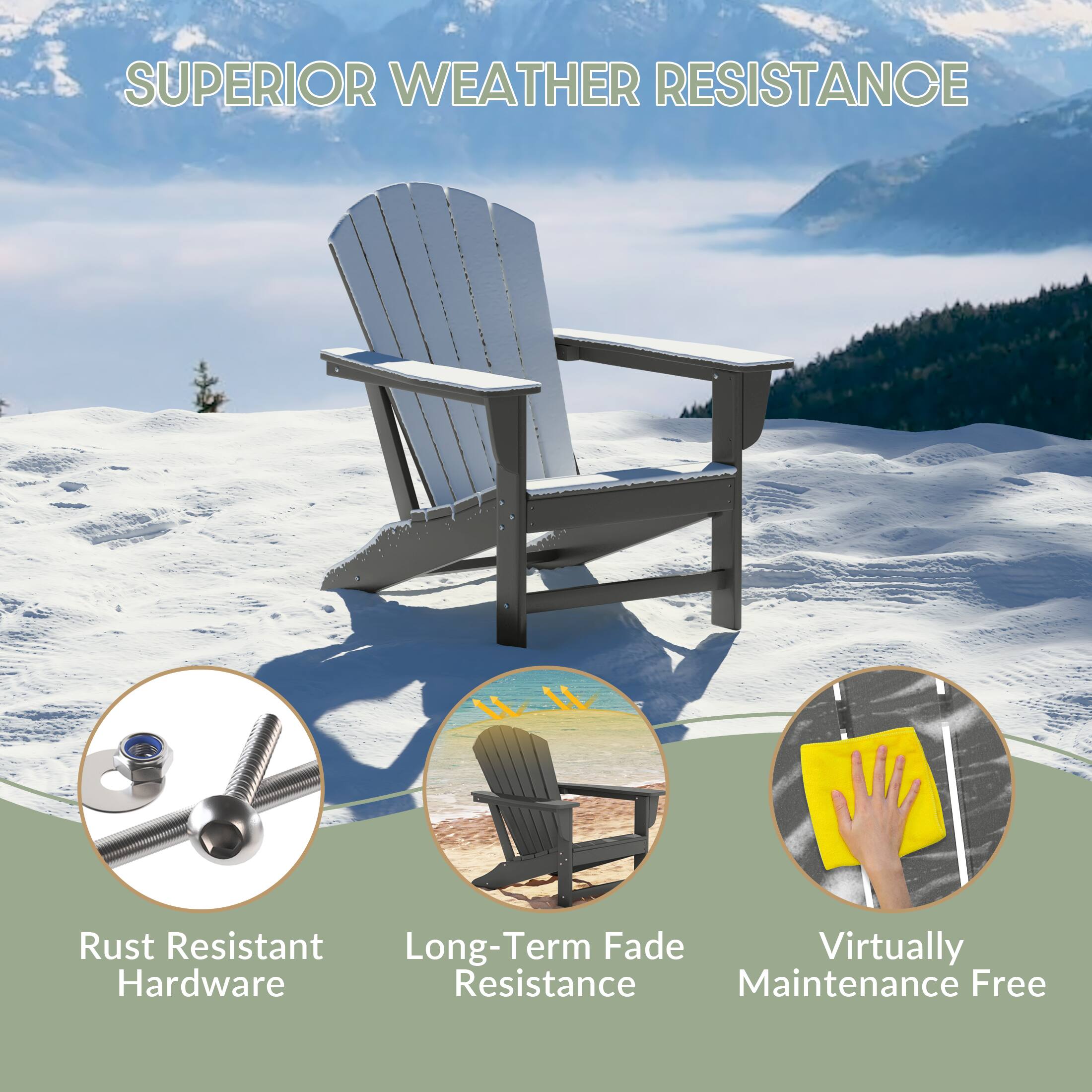SUPERIOR WEATHER RESISTANCE

- Rust Resistant Hardware
- Long-Term Fade Resistance
- Virtually Maintenance Free