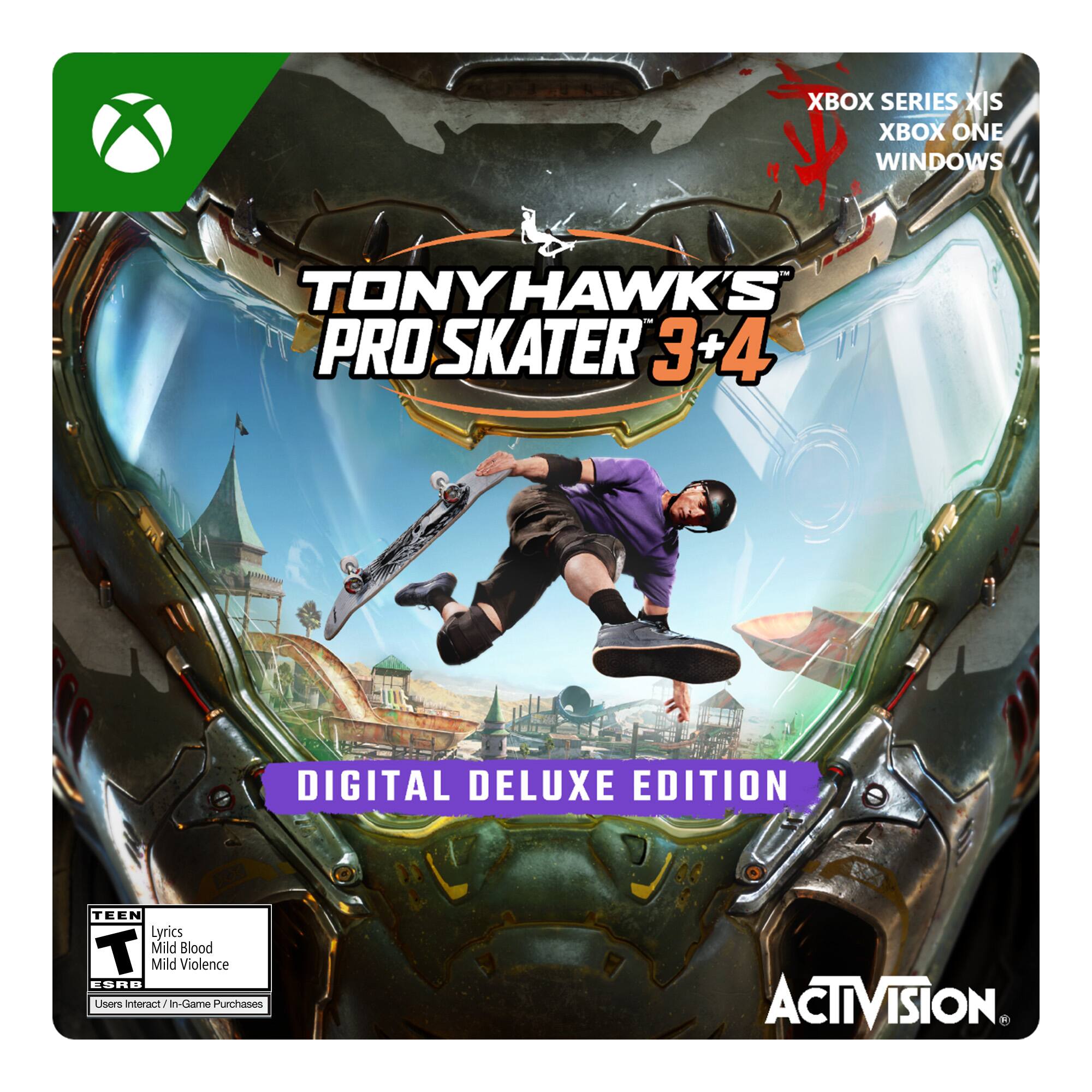 Tony Hawk's Pro Skater 3+4 Digital Deluxe Edition Xbox Series X|S Xbox One Windows Teen Rated Mild Blood Mild Violence ESRB Users interact/in-game purchases Activision. - T (Teen 13+)