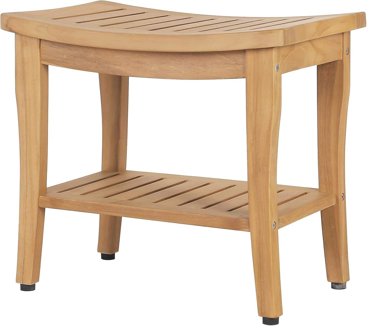 Decksplore - Waterproof Shower Bench whit Shelf whit Non-Slip Feet, Heavy Duty Shower Chair for Inside Shower - teak