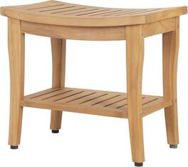 Decksplore - Waterproof Shower Bench whit Shelf whit Non-Slip Feet, Heavy Duty Shower Chair for Inside Shower - teak