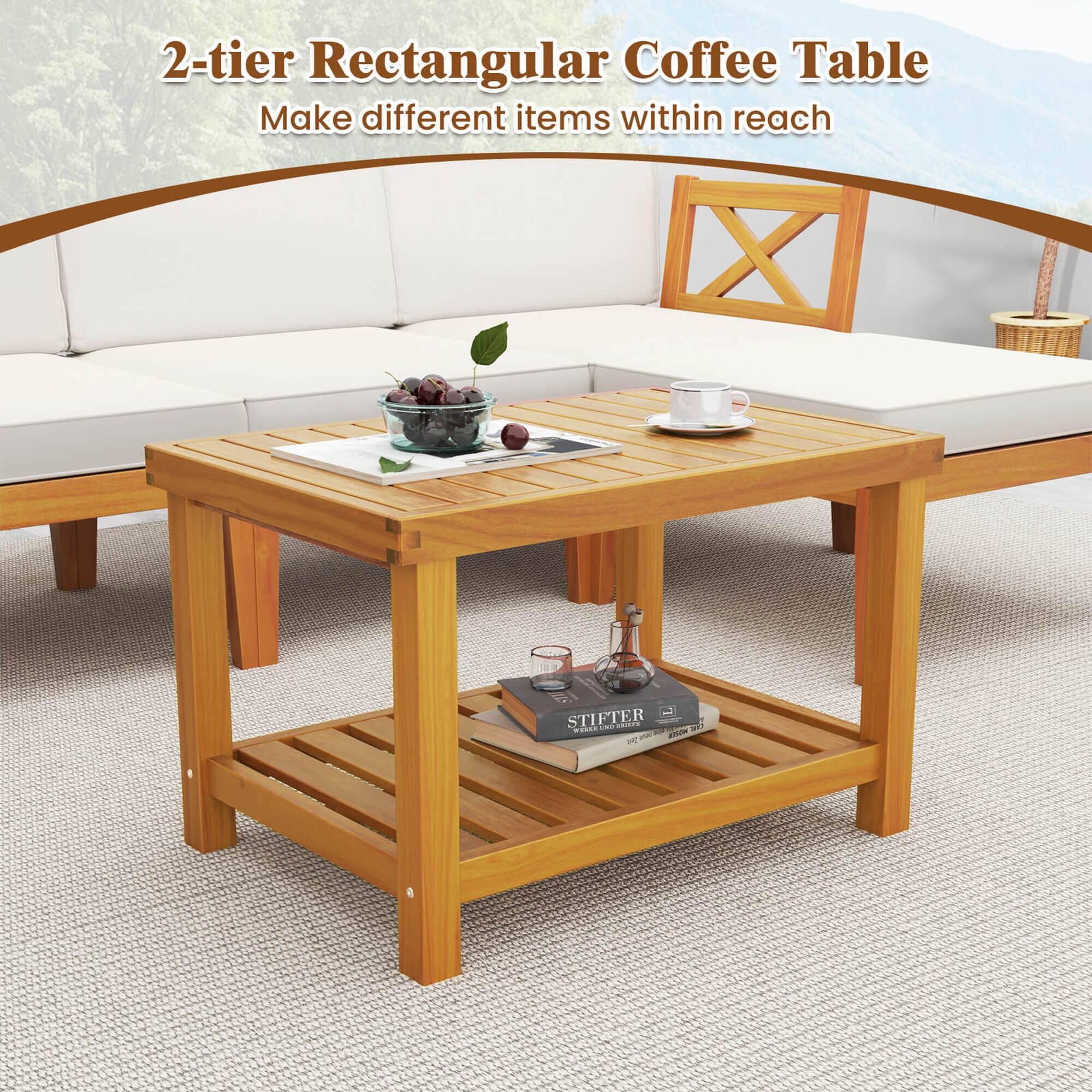 2-tier Rectangular Coffee Table: Make different items within reach.