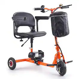 VEVOR - Foldable 3 Wheel Mobility Scooter for Seniors, Portable Electric Powered Mobility Scooter with 12 Mile Long Range - Black;Orange
